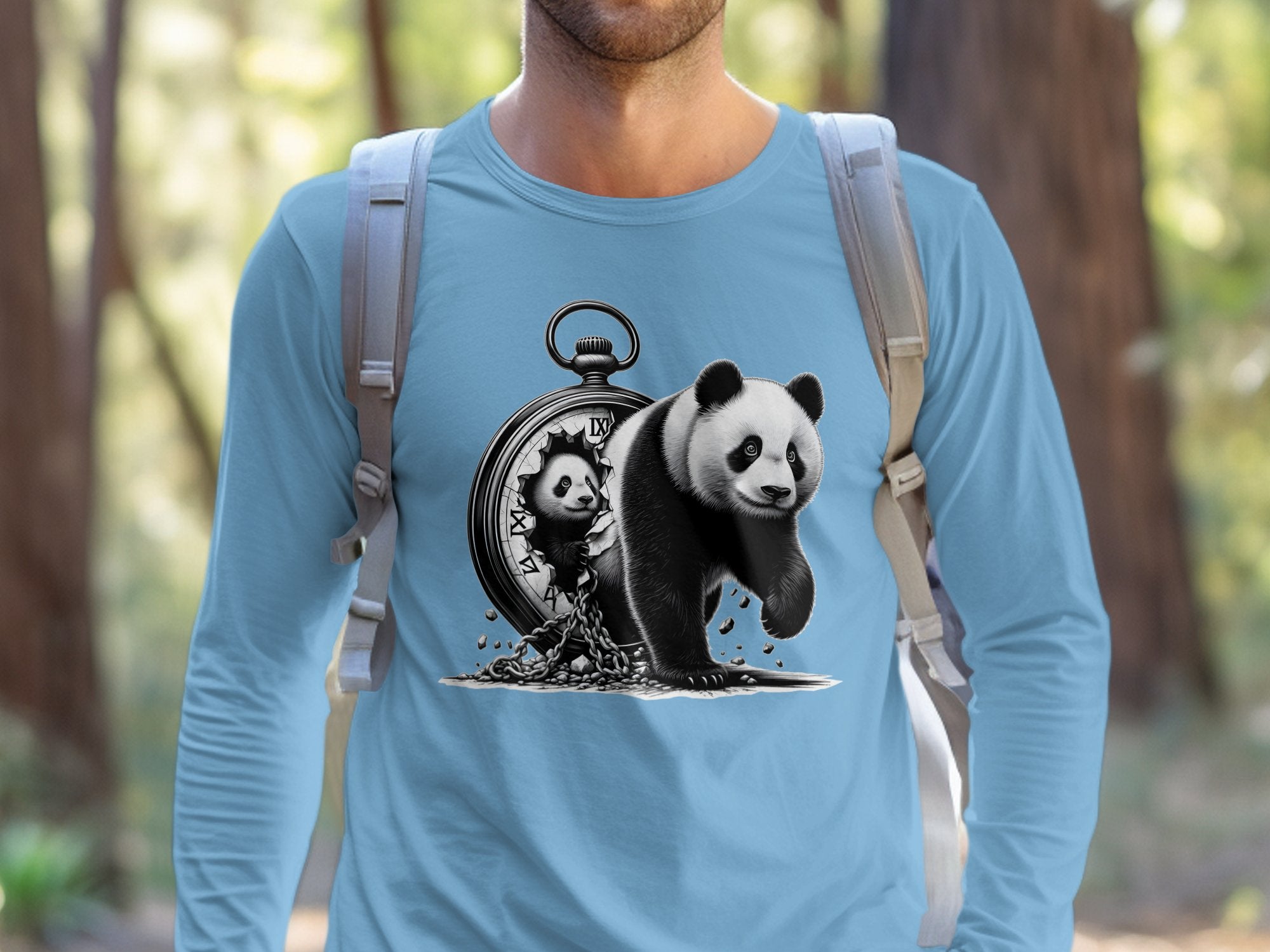 Panda - Coloured Gildan Long Sleeve Realistic Animal Talisman Unisex Cute Tee Graphic Design