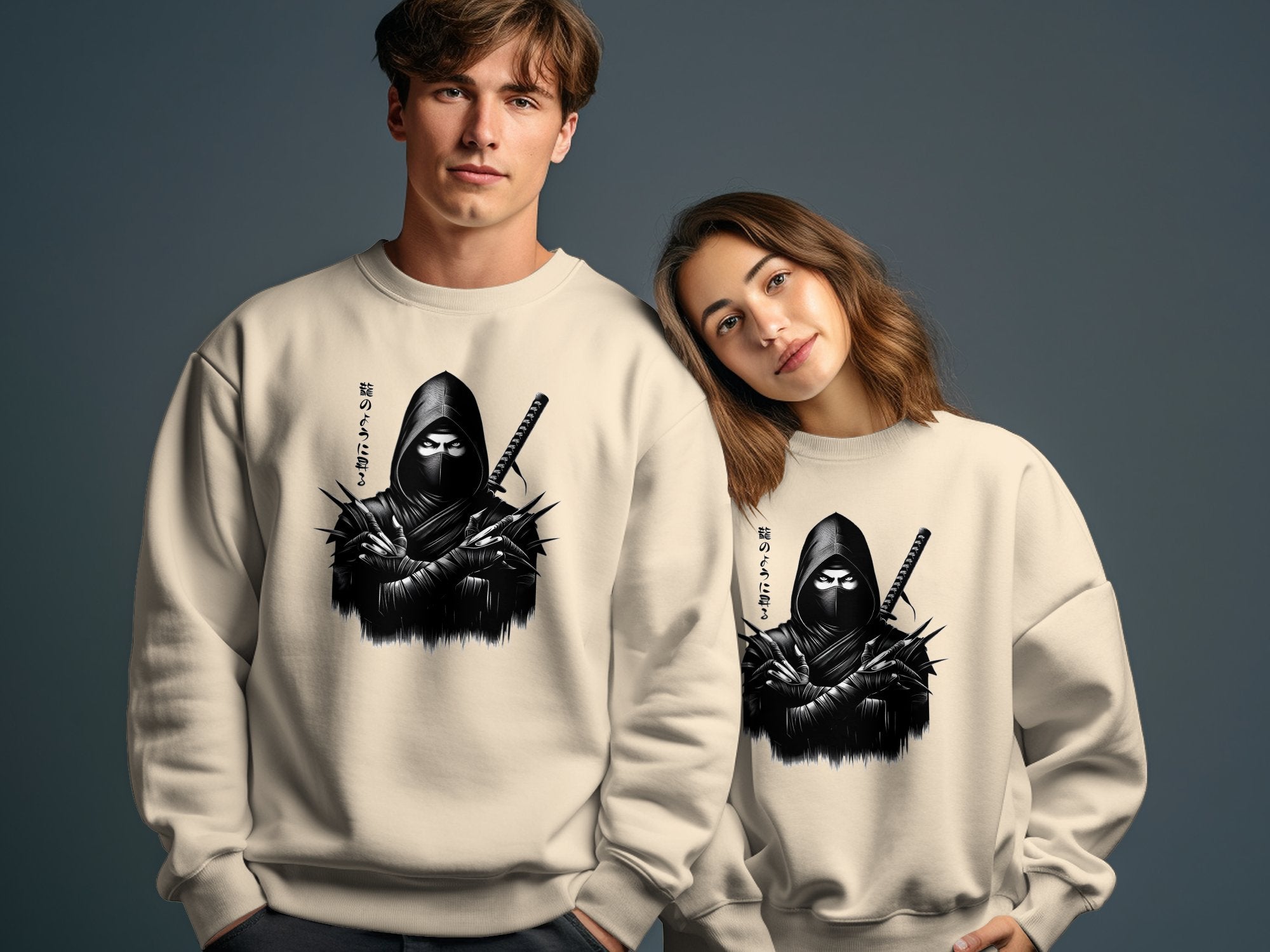 Samurai Ninja - Coloured Gildan Sweatshirt Japanese Talisman Unisex Cultural Symbolic Graphic Design