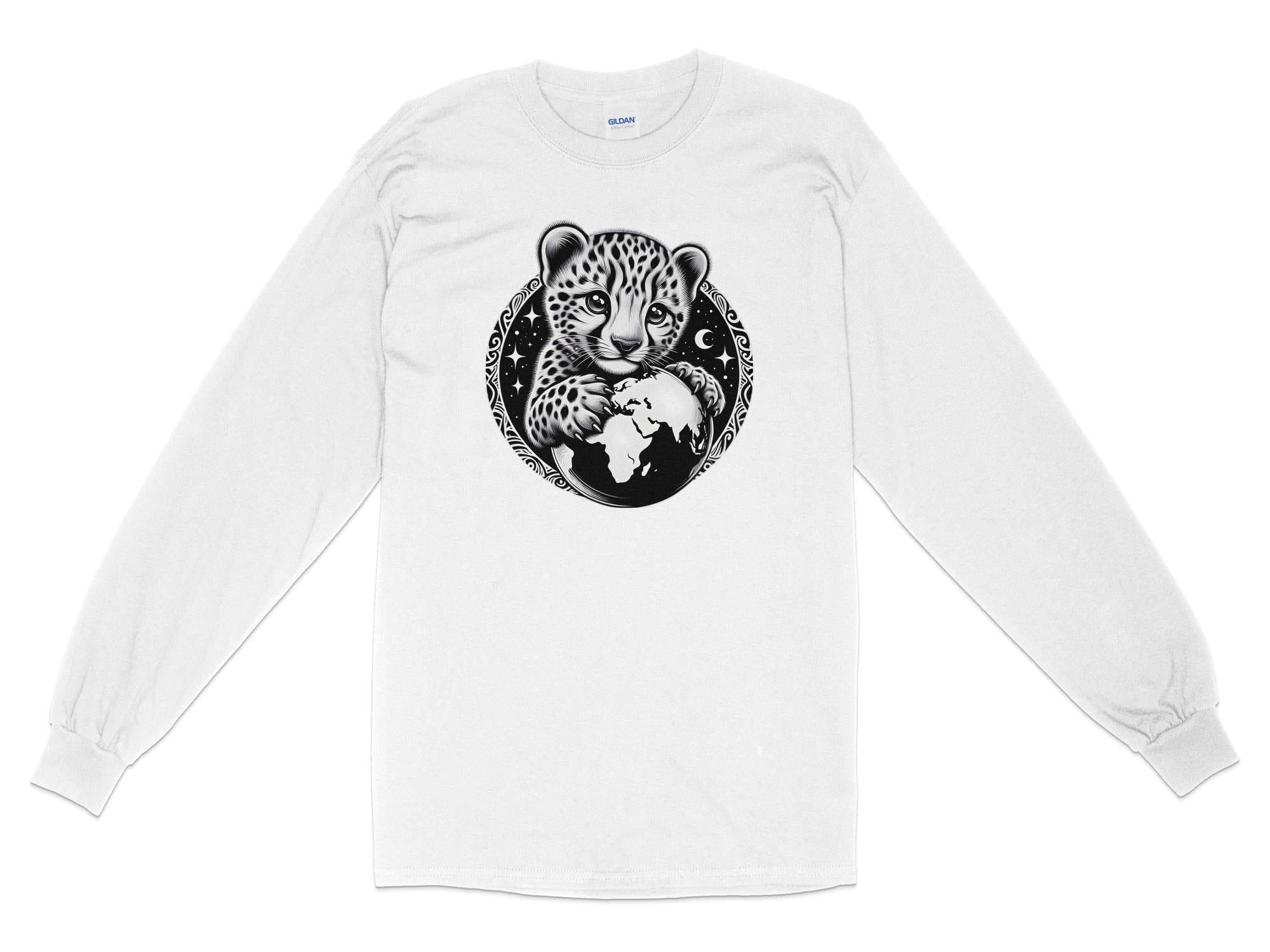 Cheetah World - Coloured Gildan Long Sleeve Realistic Animal Talisman Unisex Cute Tee Graphic Design