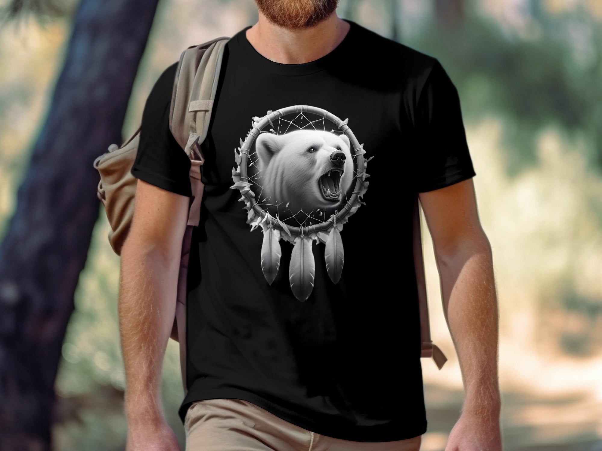 Dreamcatcher Bear - Coloured Gildan T-Shirt Realistic Native American Talisman Unisex Mythology Tee Graphic Design