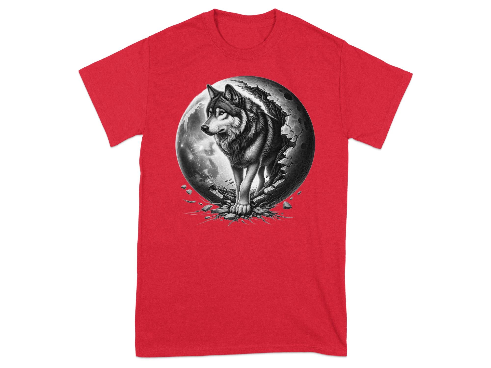 Moon Wolf - Coloured Gildan T-Shirt Realistic Animal Talisman Unisex Mythology Tee Graphic Design