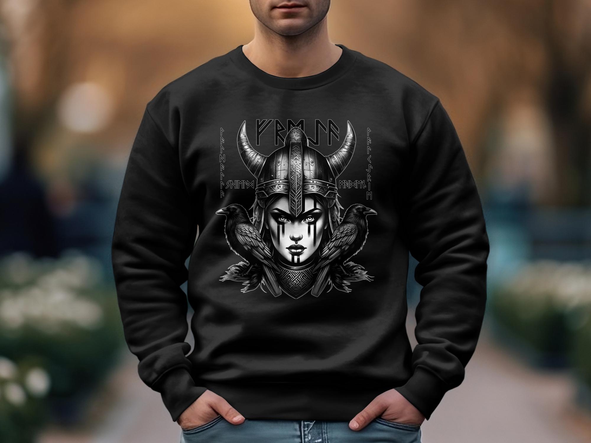 Viking Shield Maiden - Coloured Gildan Sweatshirt Realistic Norse Talisman Men Women Unisex Valhalla Tee Graphic Design