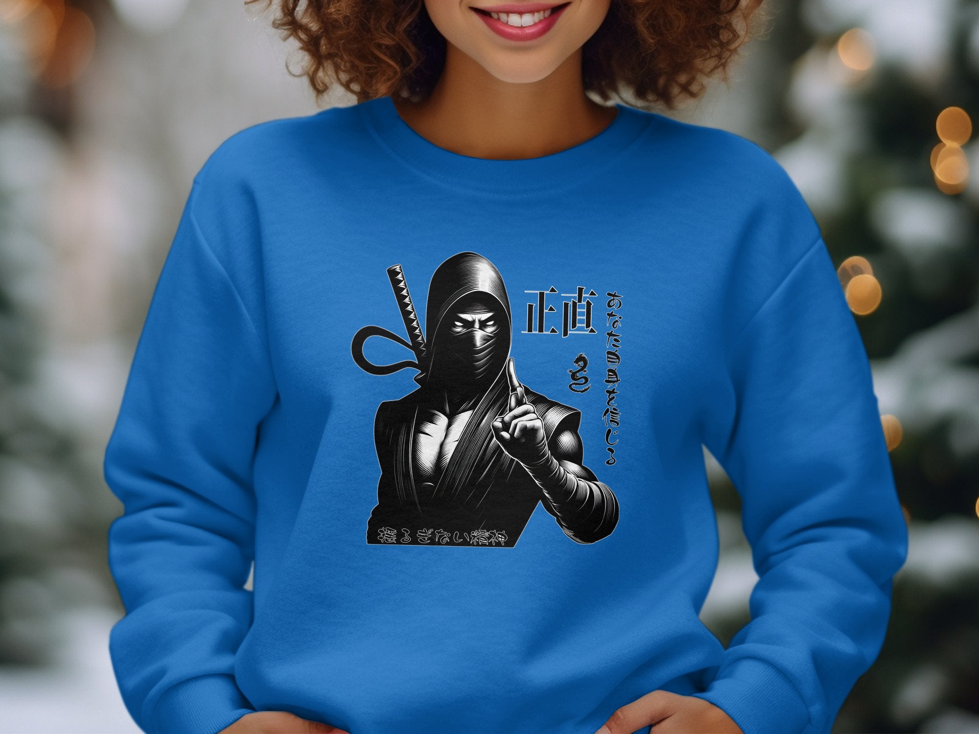 Samurai Ninja - Coloured Gildan Sweatshirt Japanese Talisman Unisex Cultural Symbolic Graphic Design