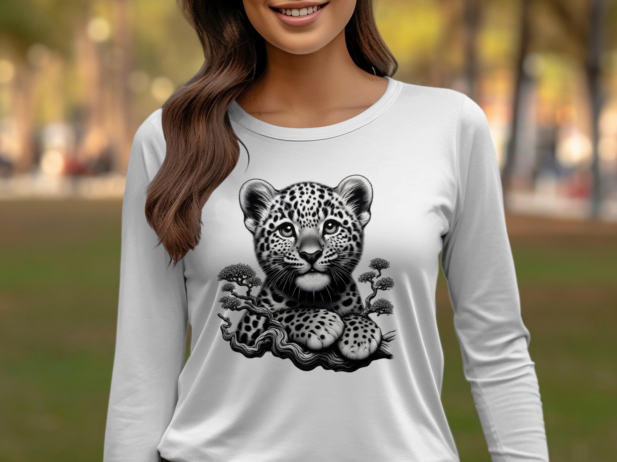 Leopard Bonsai - Coloured Gildan Long Sleeve Realistic Animal Talisman Unisex Cute Tee Graphic Design