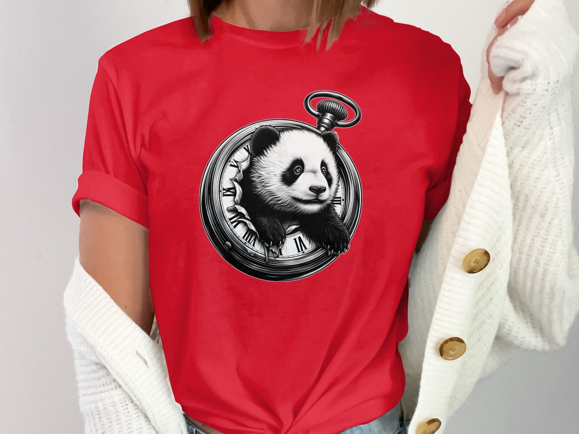 Panda - Coloured Gildan T-Shirt Realistic Animal Talisman Unisex Cute Tee Graphic Design