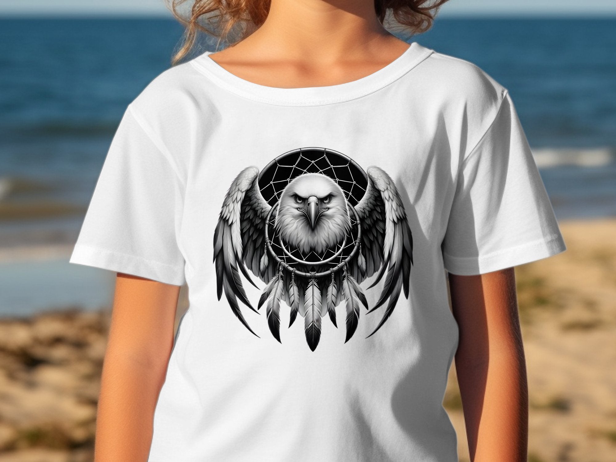 Dreamcatcher Eagle - Coloured Gildan Kids T-Shirt Realistic Native American Talisman Unisex Mythology Tee Graphic Design