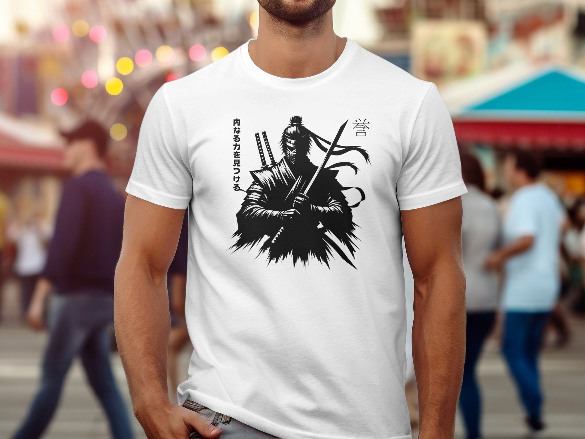 Samurai Ninja - Coloured Gildan T-Shirt Japanese Talisman Unisex Cultural Symbolic Graphic Design