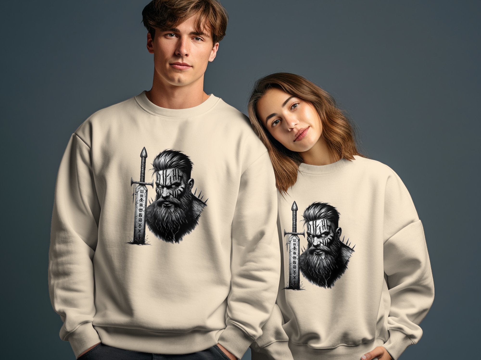 Viking Dauntless - Coloured Gildan Sweatshirt Realistic Norse Talisman Men Women Unisex Valhalla Tee Graphic Design