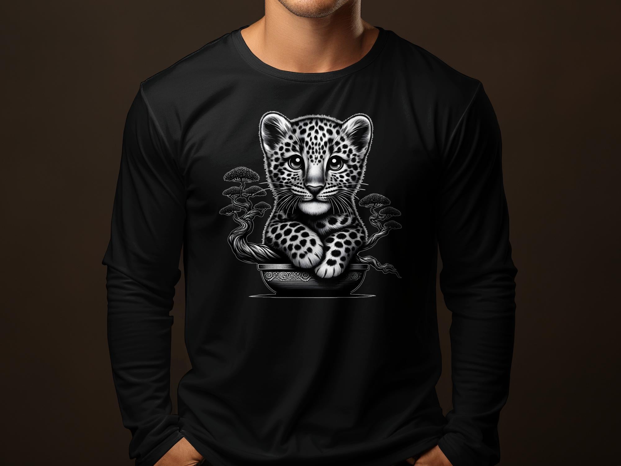 Leopard Bonsai - Coloured Gildan Long Sleeve Realistic Animal Talisman Unisex Cute Tee Graphic Design