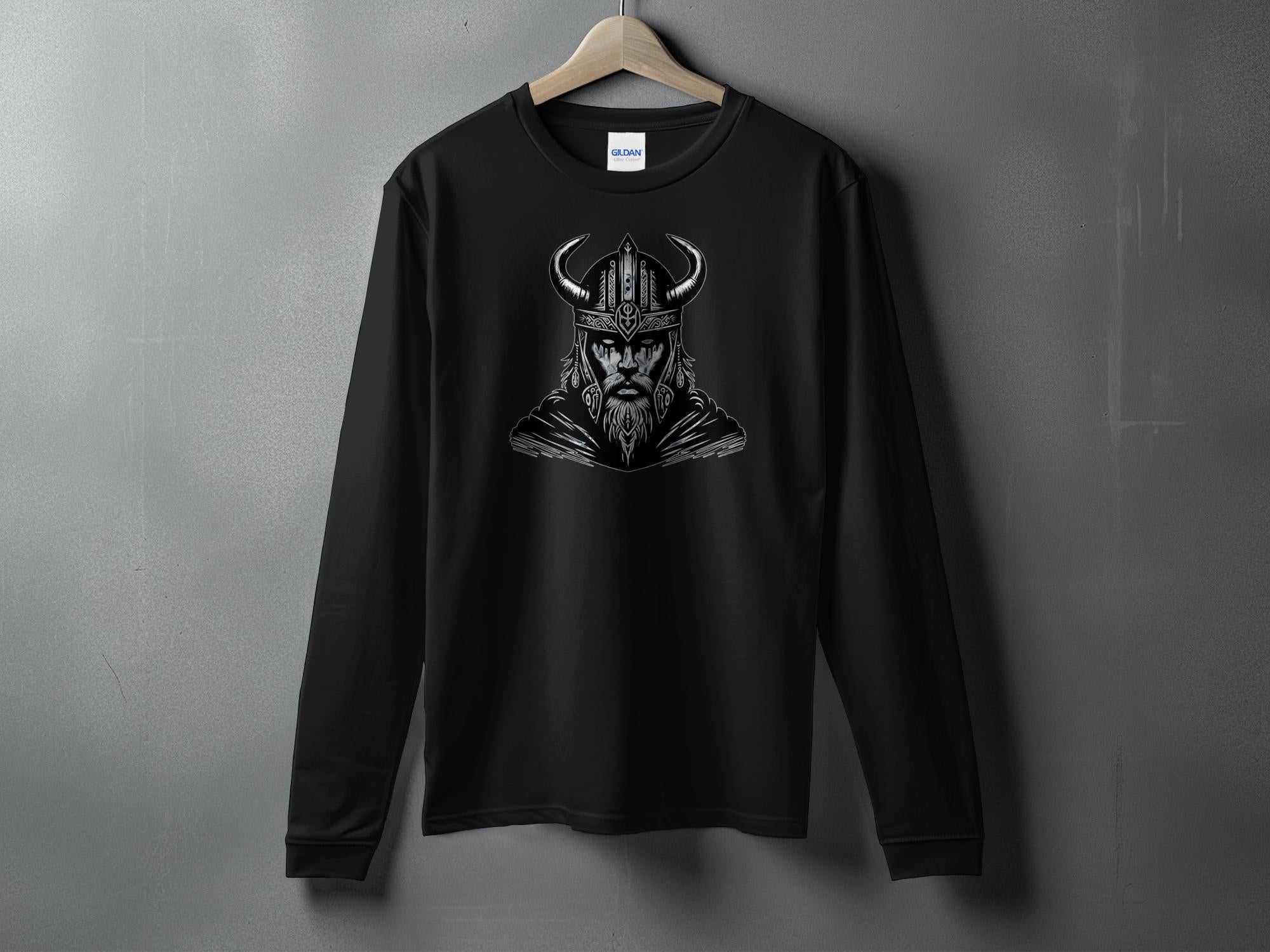 Viking Iron Will - Coloured Gildan Long Sleeve Realistic Norse Talisman Men Women Unisex Valhalla Tee Graphic Design