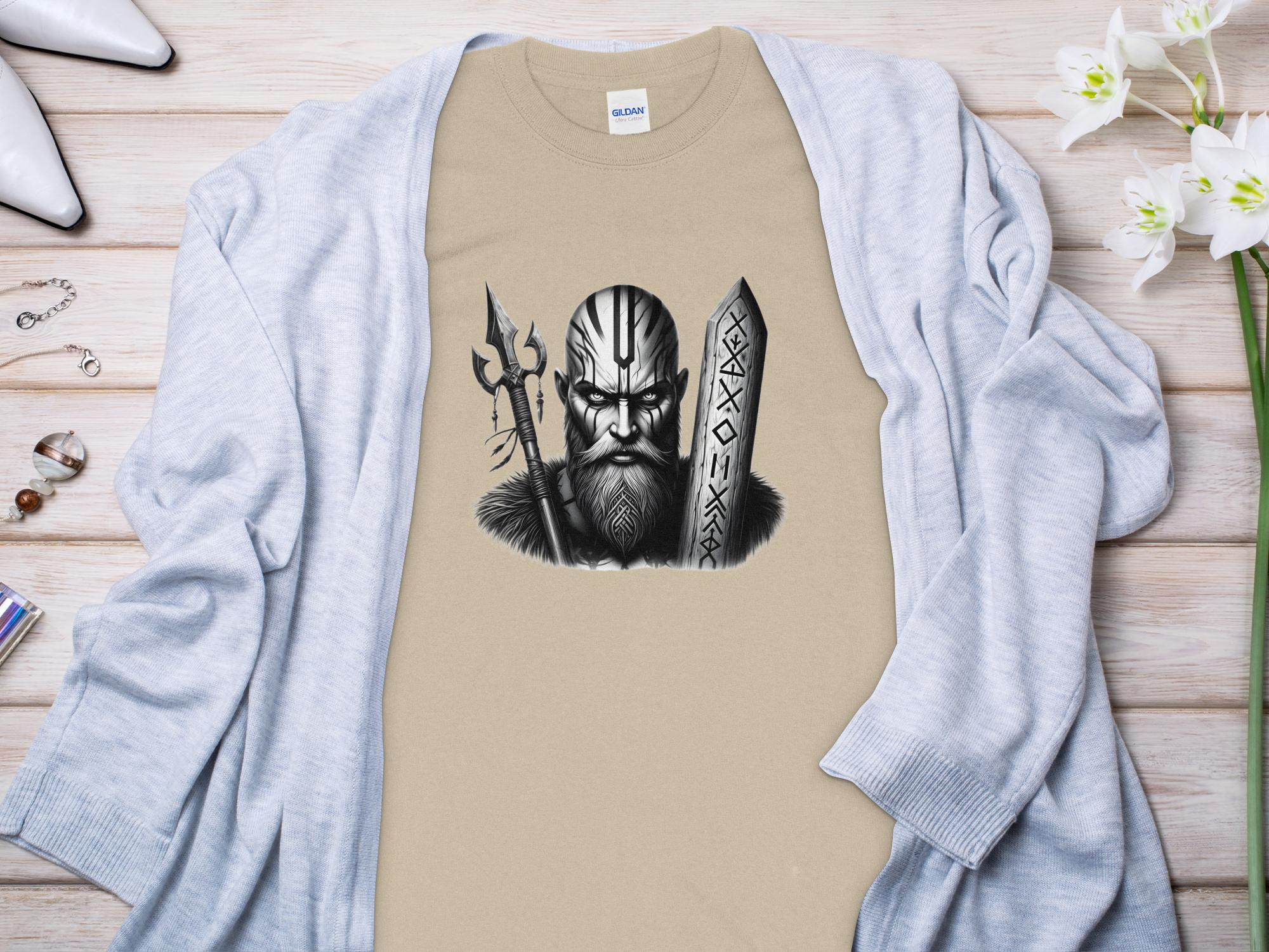 Viking Strength - Coloured Gildan Long Sleeve Realistic Norse Talisman Men Women Unisex Valhalla Tee Graphic Design