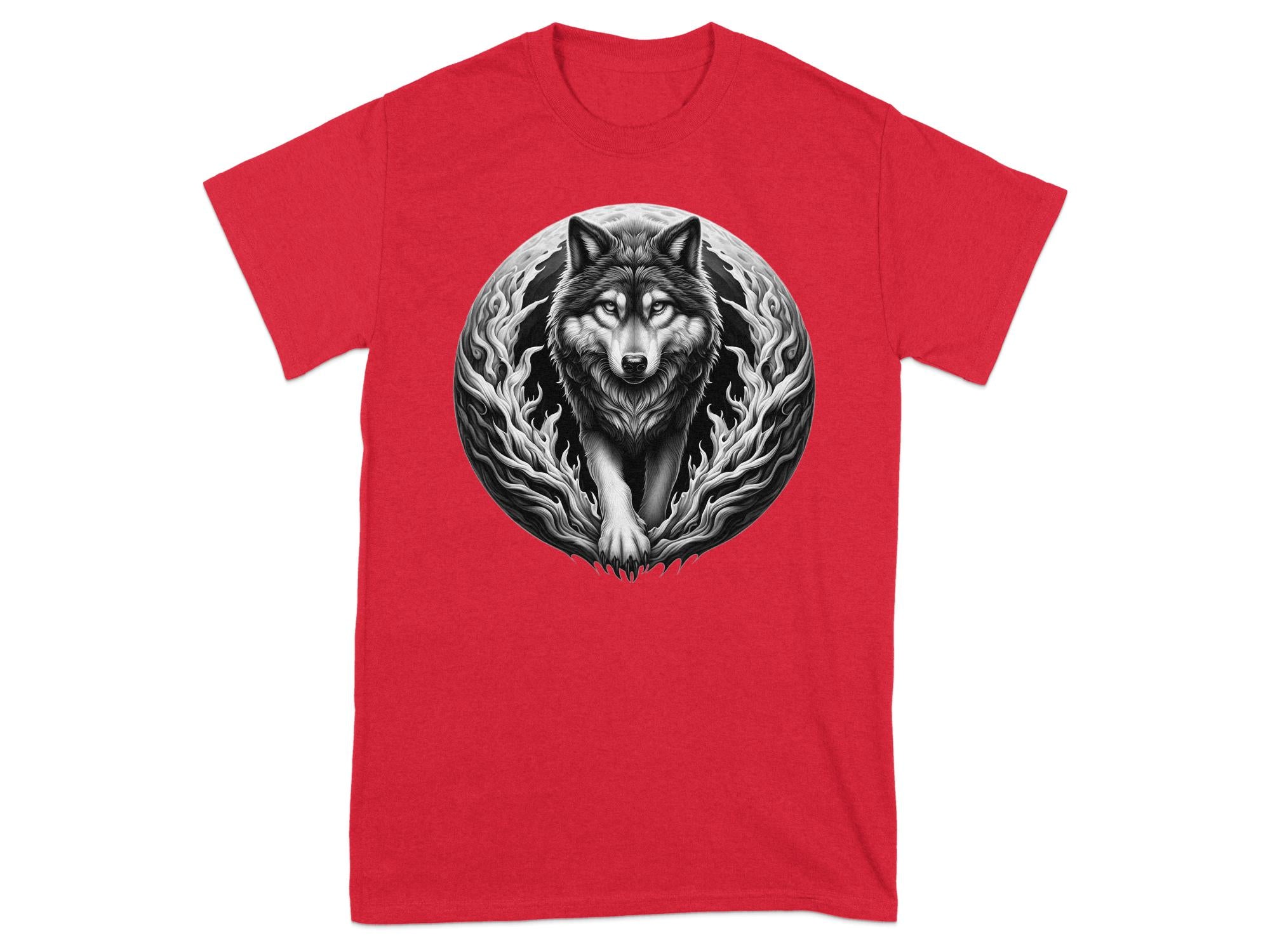 Moon Wolf - Coloured Gildan T-Shirt Realistic Animal Talisman Unisex Mythology Tee Graphic Design