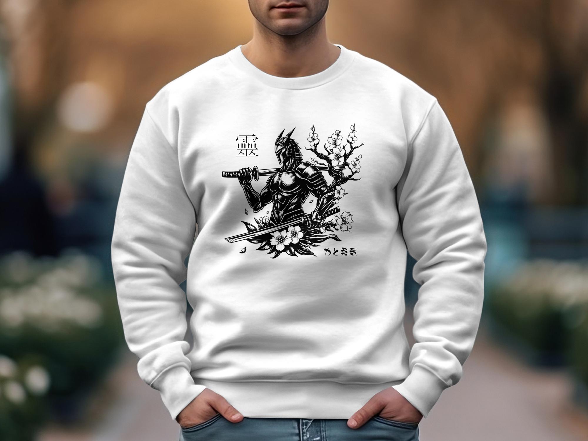 Samurai Ninja - Coloured Gildan Sweatshirt Japanese Talisman Unisex Cultural Symbolic Graphic Design