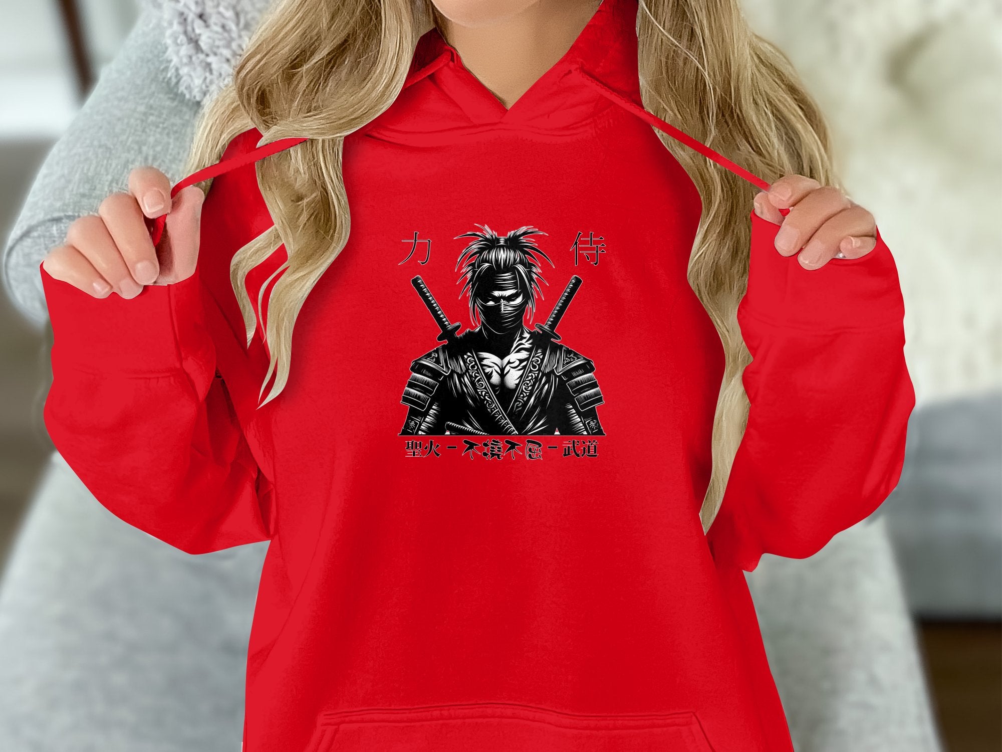 Samurai Ninja - Coloured Gildan Hoodie Japanese Talisman Unisex Cultural Symbolic Graphic Design