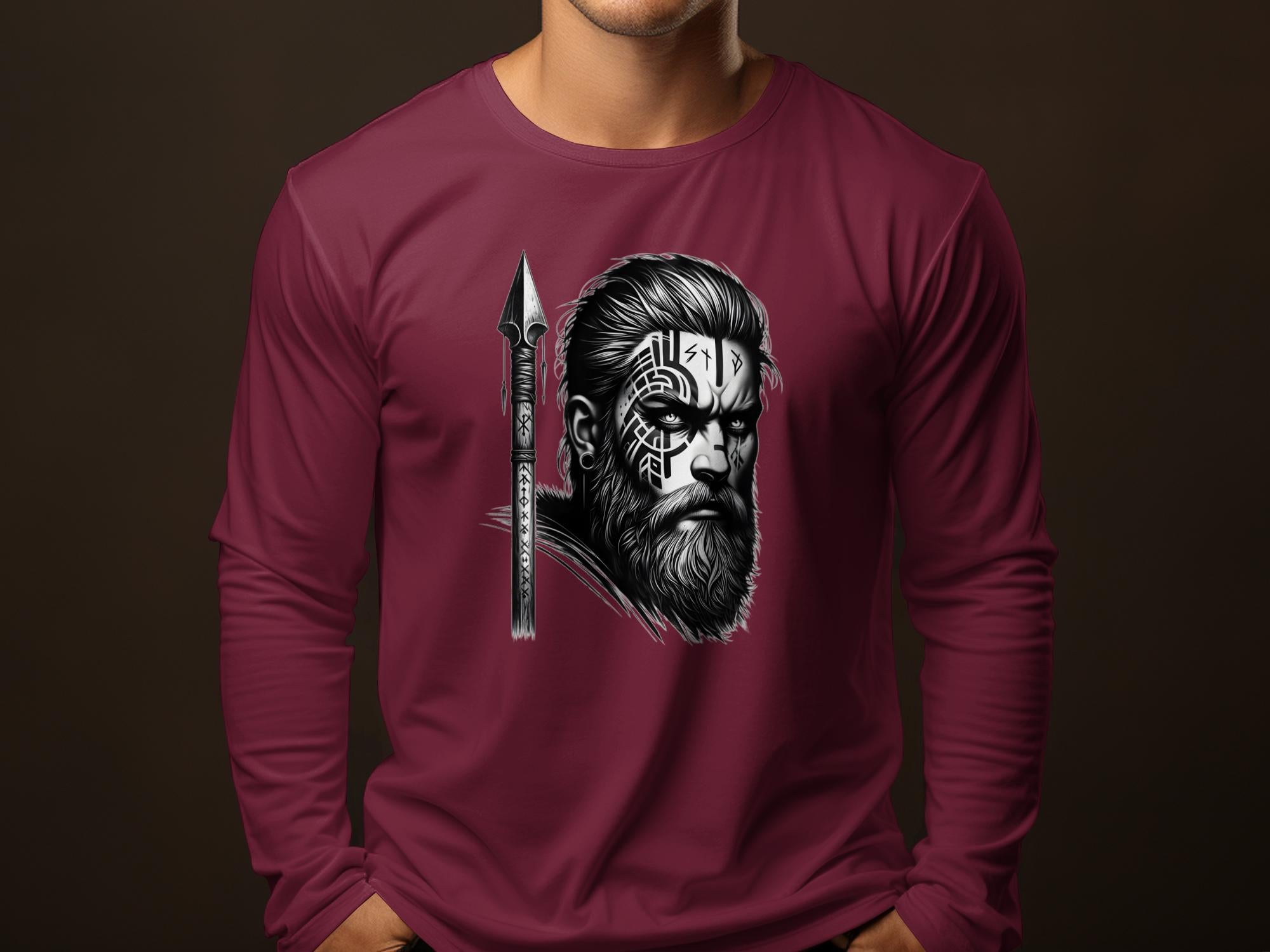 Viking Protector - Coloured Gildan Long Sleeve Realistic Norse Talisman Men Women Unisex Valhalla Tee Graphic Design