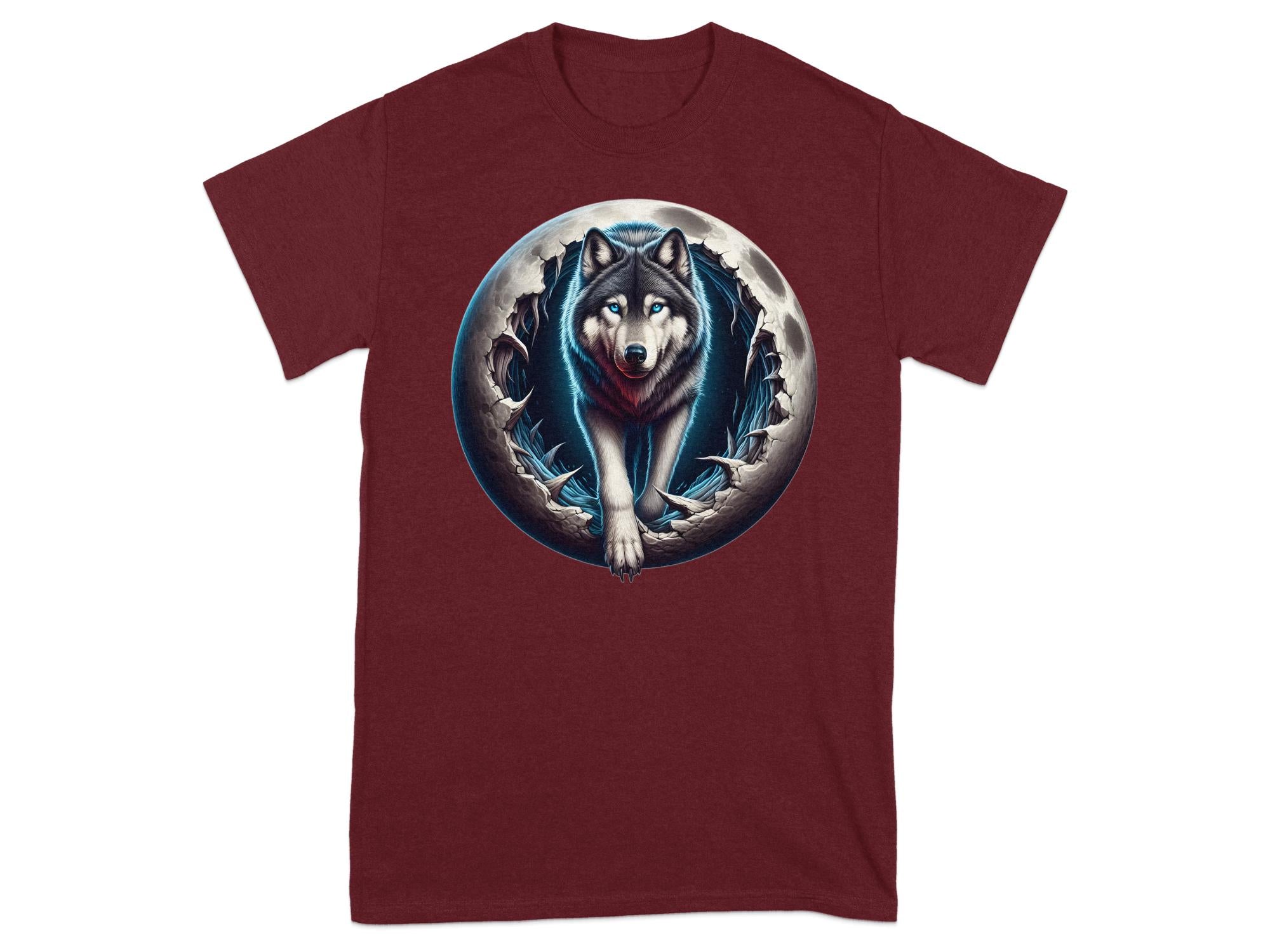 Moon Wolf - T-Shirt Realistic Full Colour Animal Talisman Unisex Mythology Tee Gildan Graphic Design