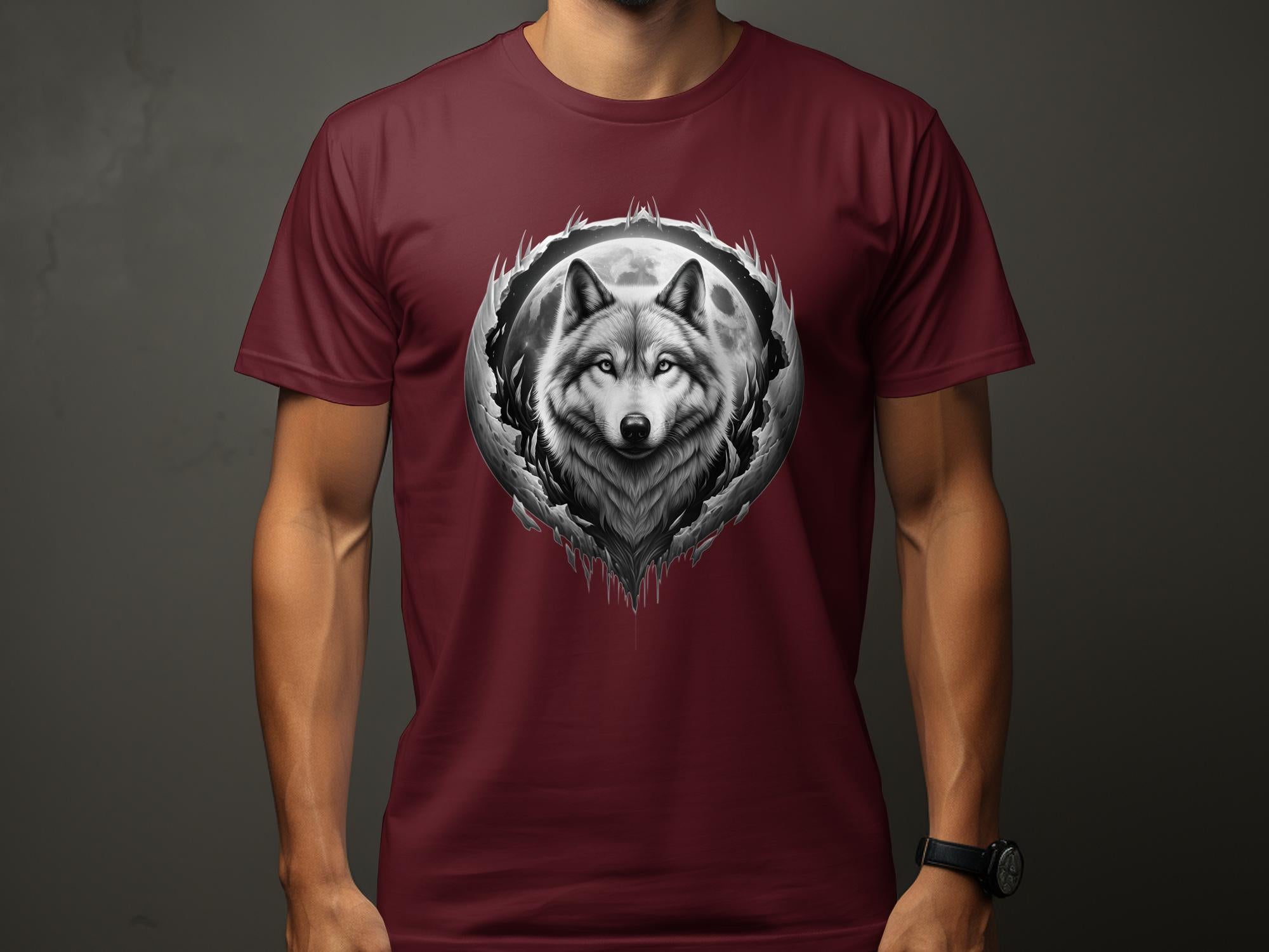 Moon Wolf - Coloured Gildan T-Shirt Realistic Animal Talisman Unisex Mythology Tee Graphic Design