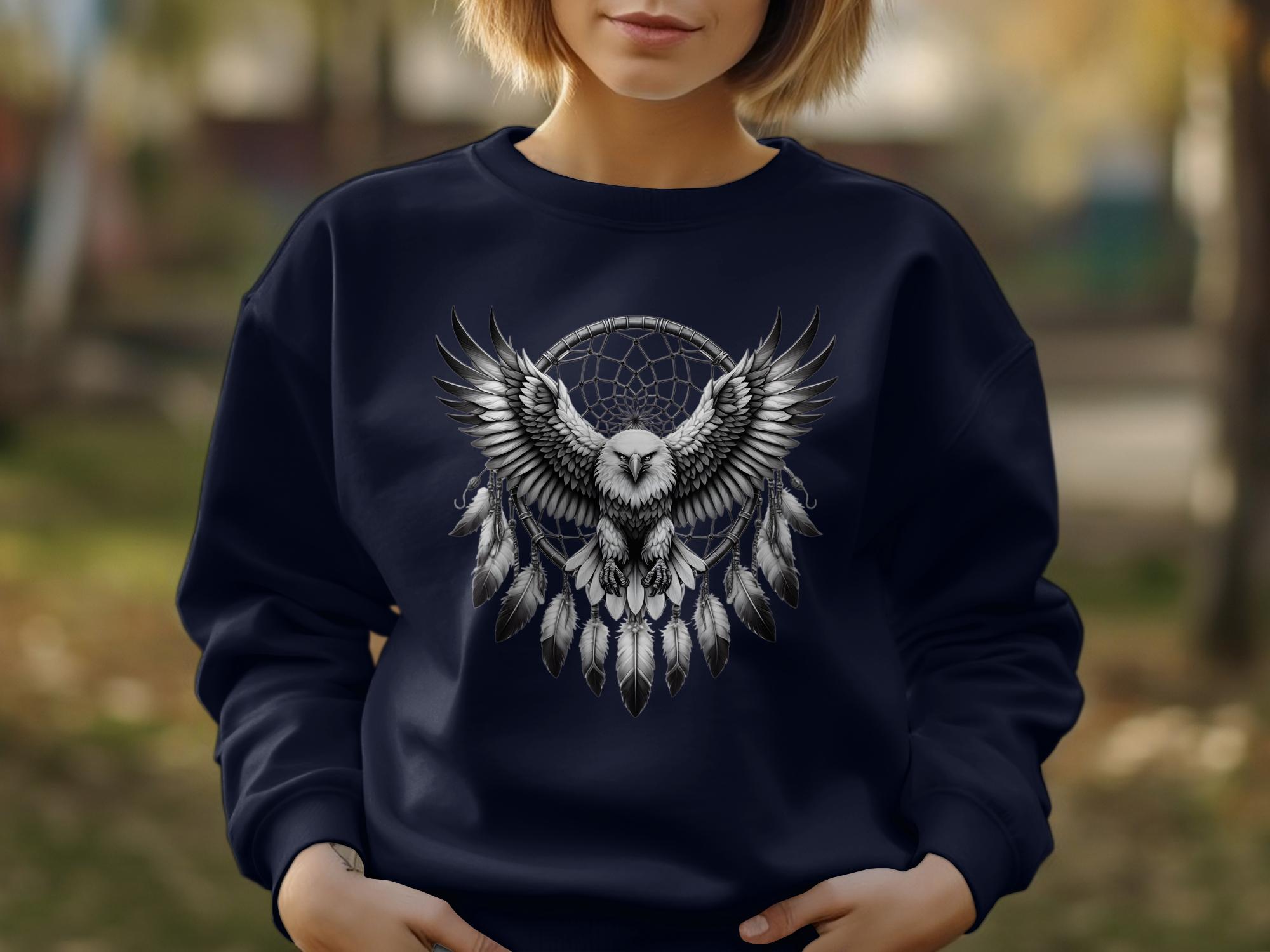 Dreamcatcher Eagle - Coloured Gildan Sweatshirt Realistic Native American Talisman Unisex Mythology Tee Graphic Design