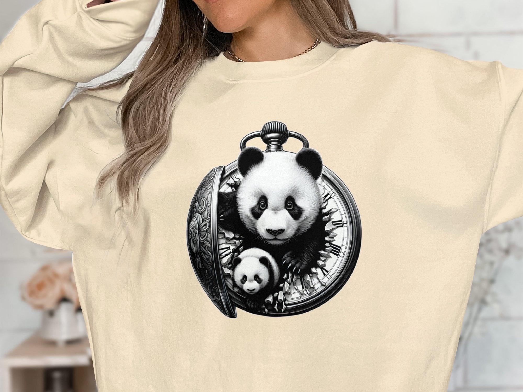 Panda - Coloured Gildan Sweatshirt Realistic Animal Talisman Unisex Cute Tee Graphic Design