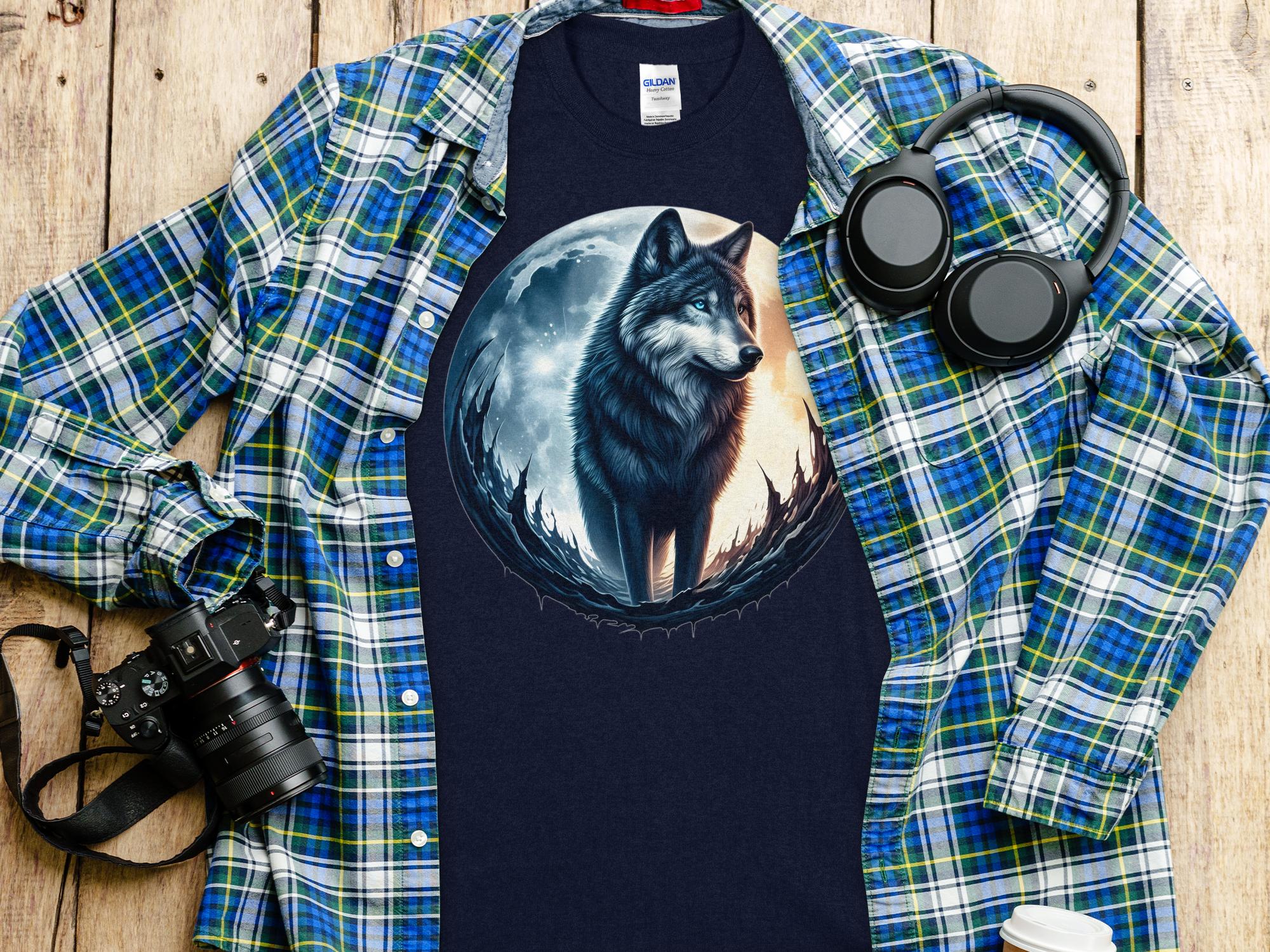 Moon Wolf - T-Shirt Realistic Full Colour Animal Talisman Unisex Mythology Tee Gildan Graphic Design