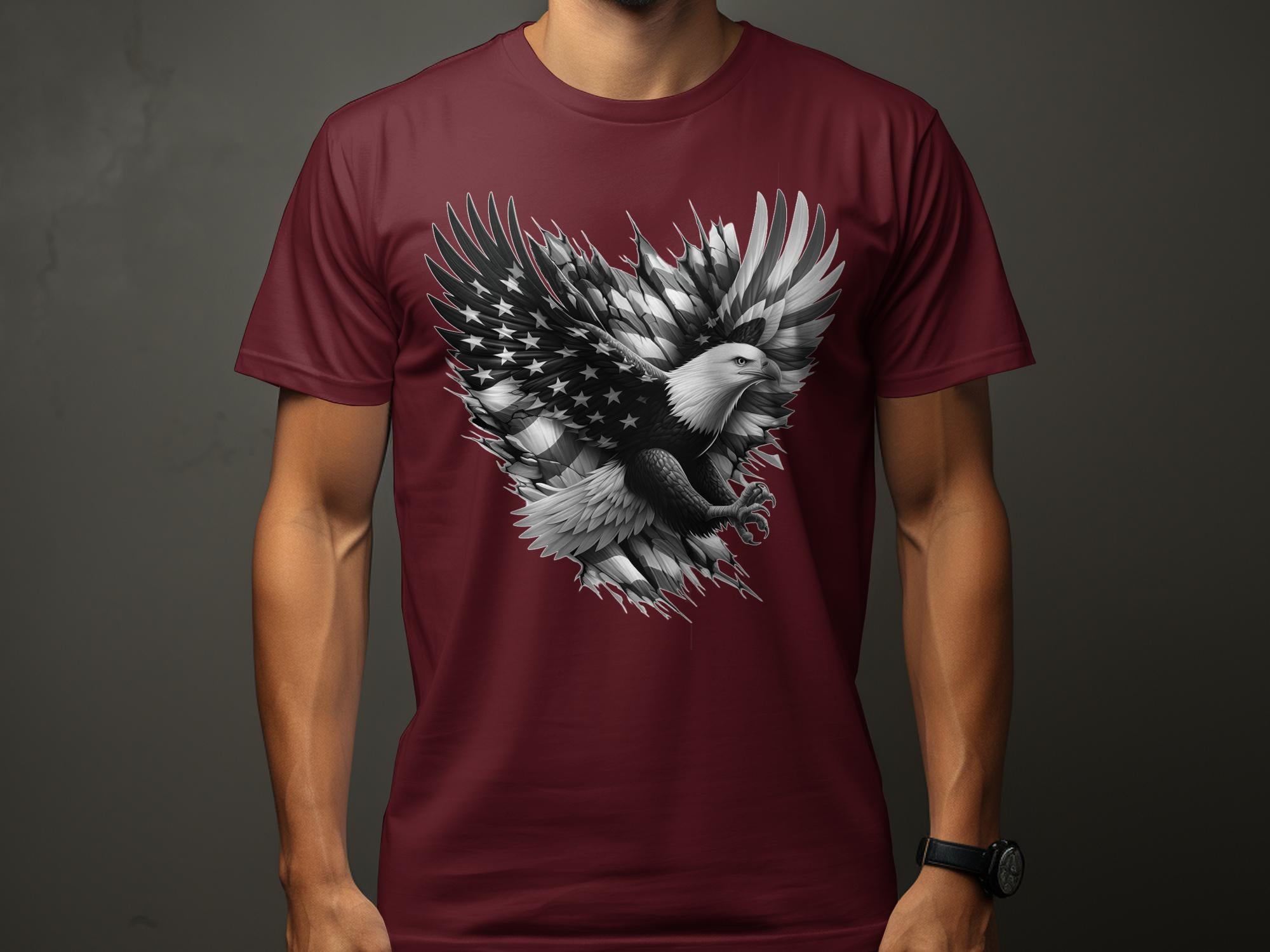 Eagle Patriot - Coloured Gildan T-Shirt Realistic Animal Talisman Unisex Tee Graphic Design