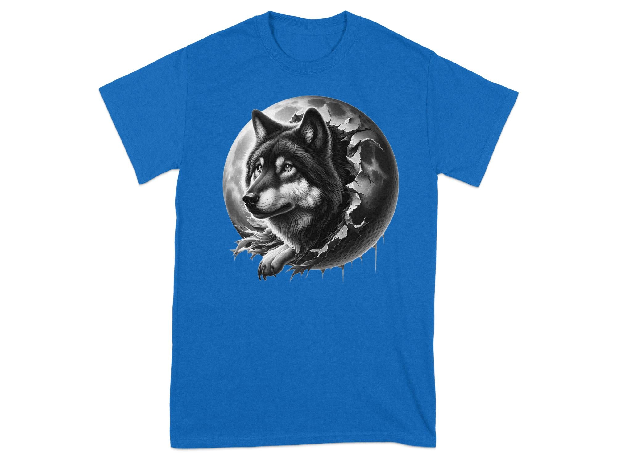 Moon Wolf - Coloured Gildan T-Shirt Realistic Animal Talisman Unisex Mythology Tee Graphic Design