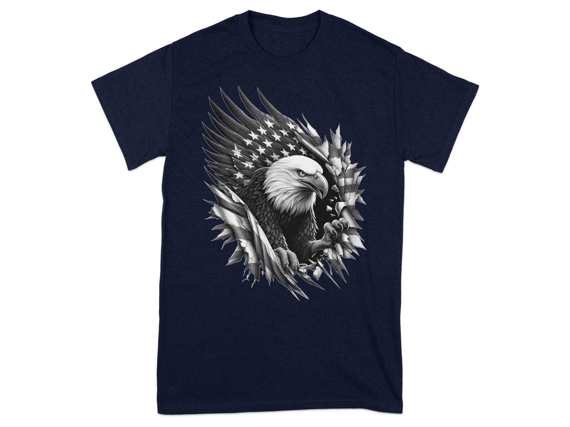 Eagle Patriot - Coloured Gildan T-Shirt Realistic Animal Talisman Unisex Tee Graphic Design