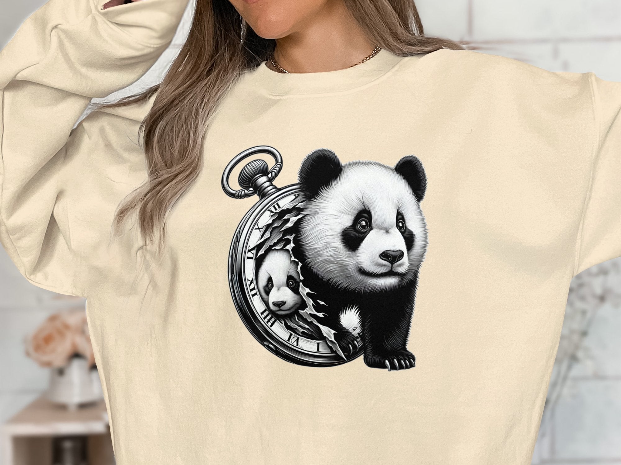 Panda - Coloured Gildan Sweatshirt Realistic Animal Talisman Unisex Cute Tee Graphic Design