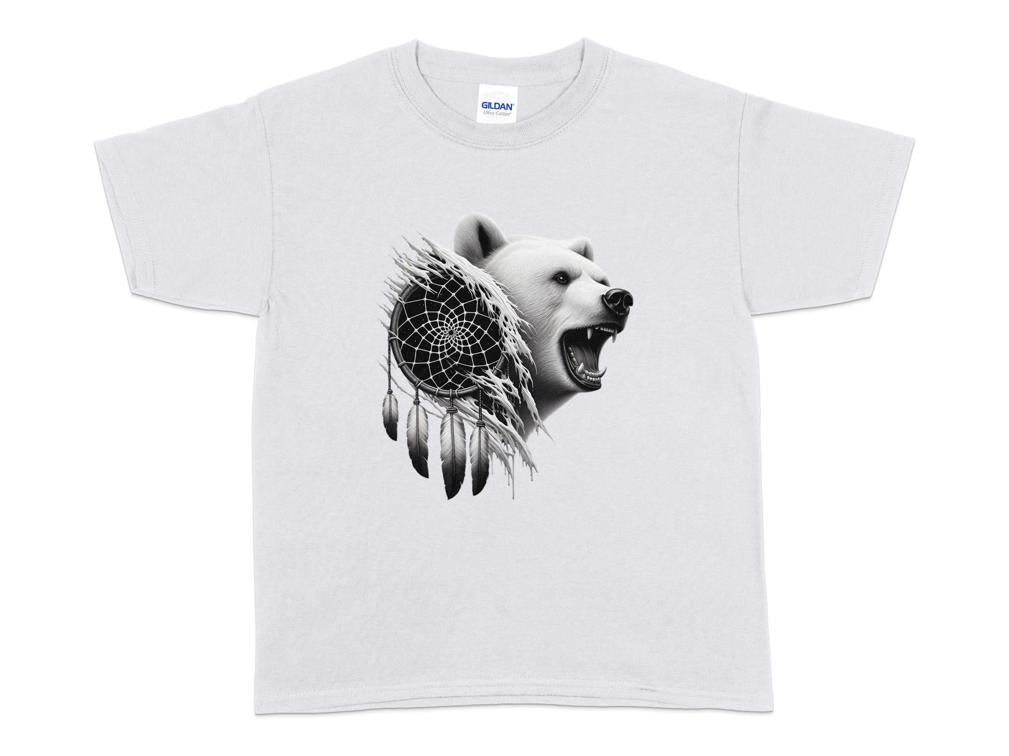 Dreamcatcher Bear - Coloured Gildan Kids T Shirt Realistic Native American Talisman Unisex Mythology Tee Graphic Design