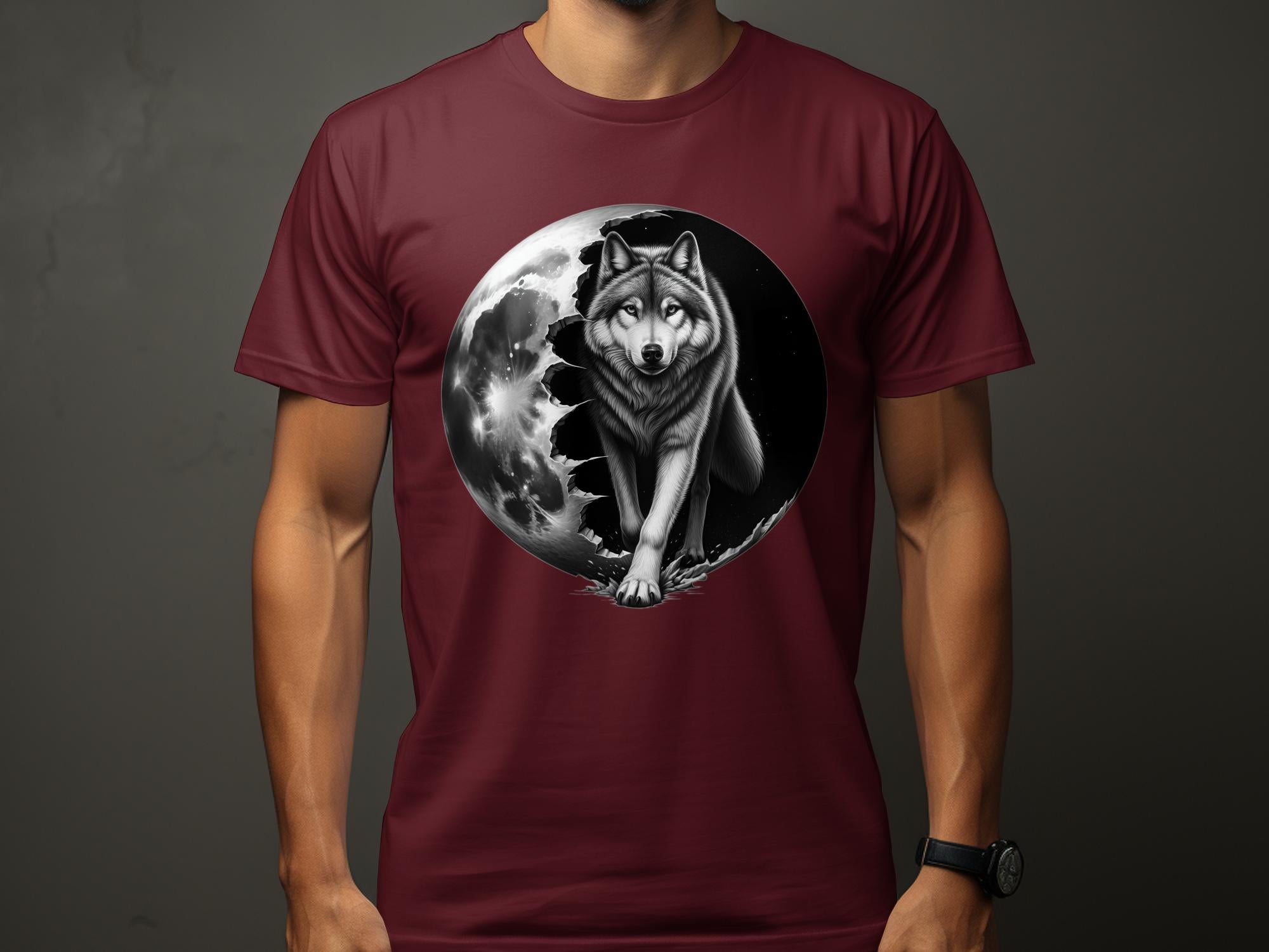 Moon Wolf - Coloured Gildan T-Shirt Realistic Animal Talisman Unisex Mythology Tee Graphic Design