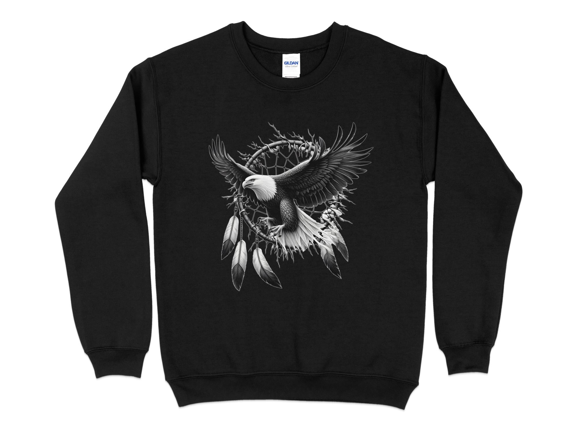 Dreamcatcher Eagle - Coloured Gildan Sweatshirt Realistic Native American Talisman Unisex Mythology Tee Graphic Design