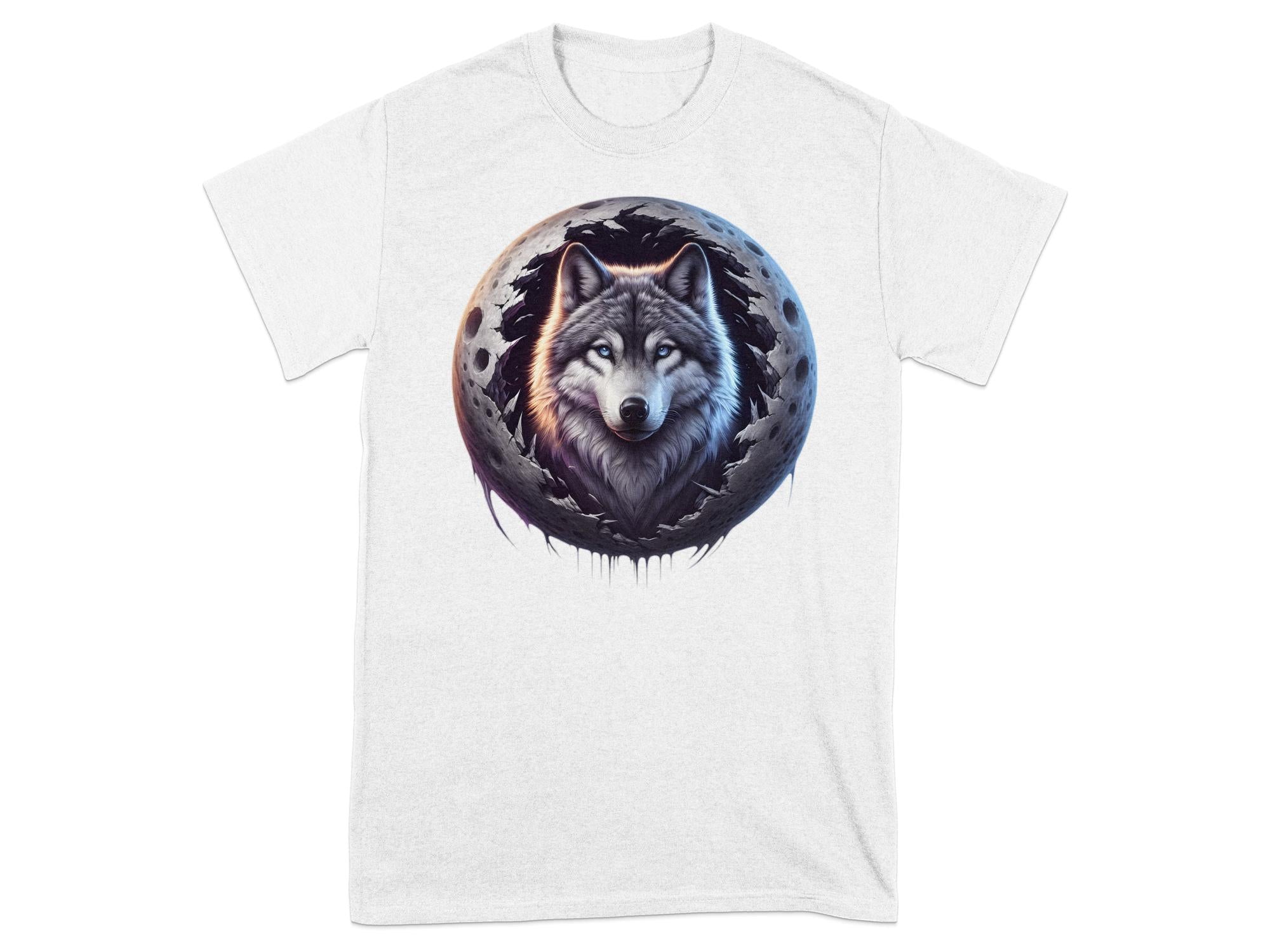 Moon Wolf - T-Shirt Realistic Full Colour Animal Talisman Unisex Mythology Tee Gildan Graphic Design