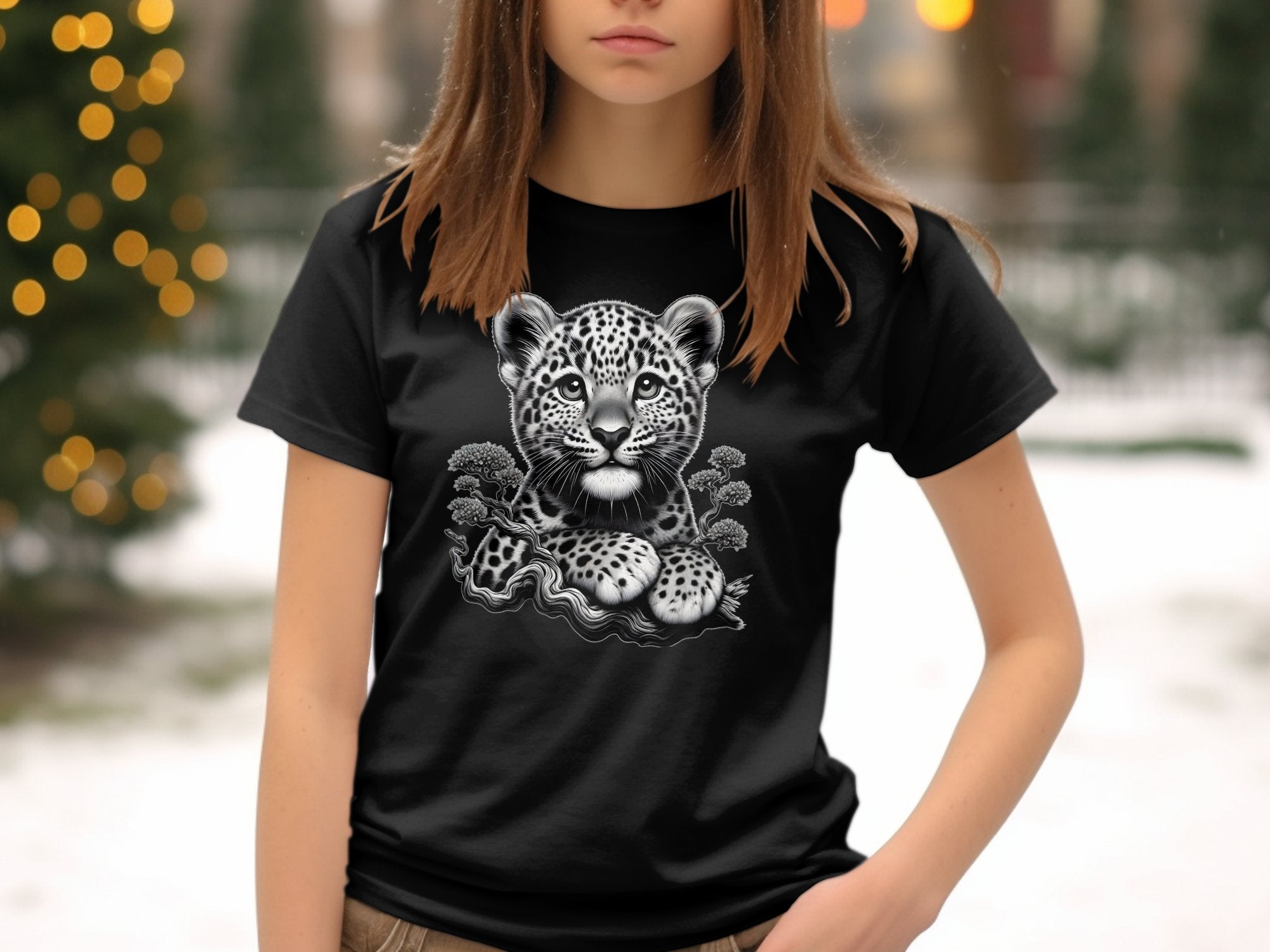 Leopard Bonsai - Coloured Gildan Kids T-Shirt Realistic Animal Talisman Unisex Cute Tee Graphic Design