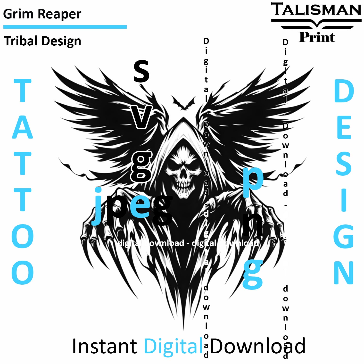 Grim Reaper - Digital Art | PNG, JPEG & SVG | Instant Download for Apparel, Décor and Wall Art