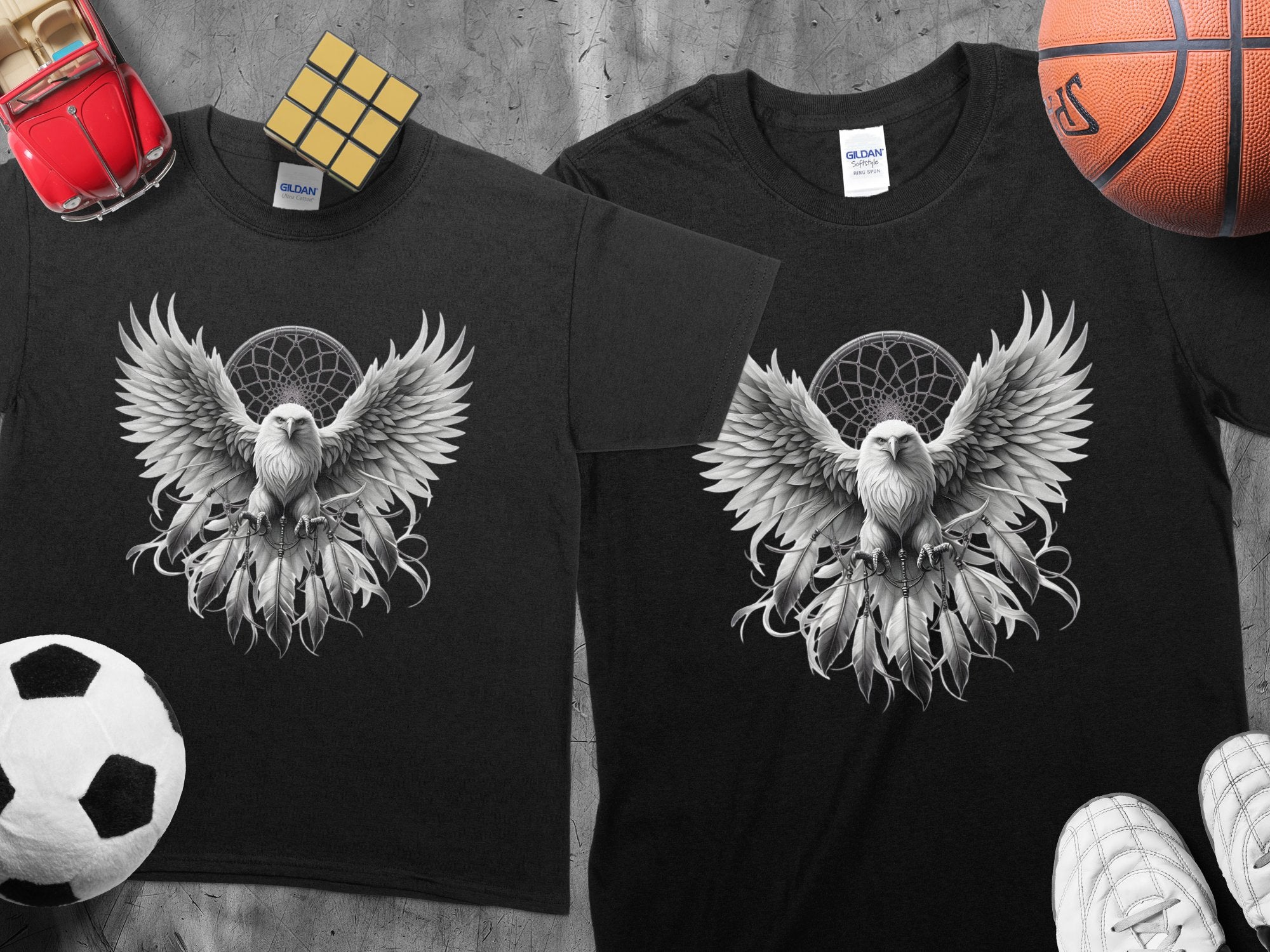 Dreamcatcher Eagle - Coloured Gildan Kids T-Shirt Realistic Native American Talisman Unisex Mythology Tee Graphic Design