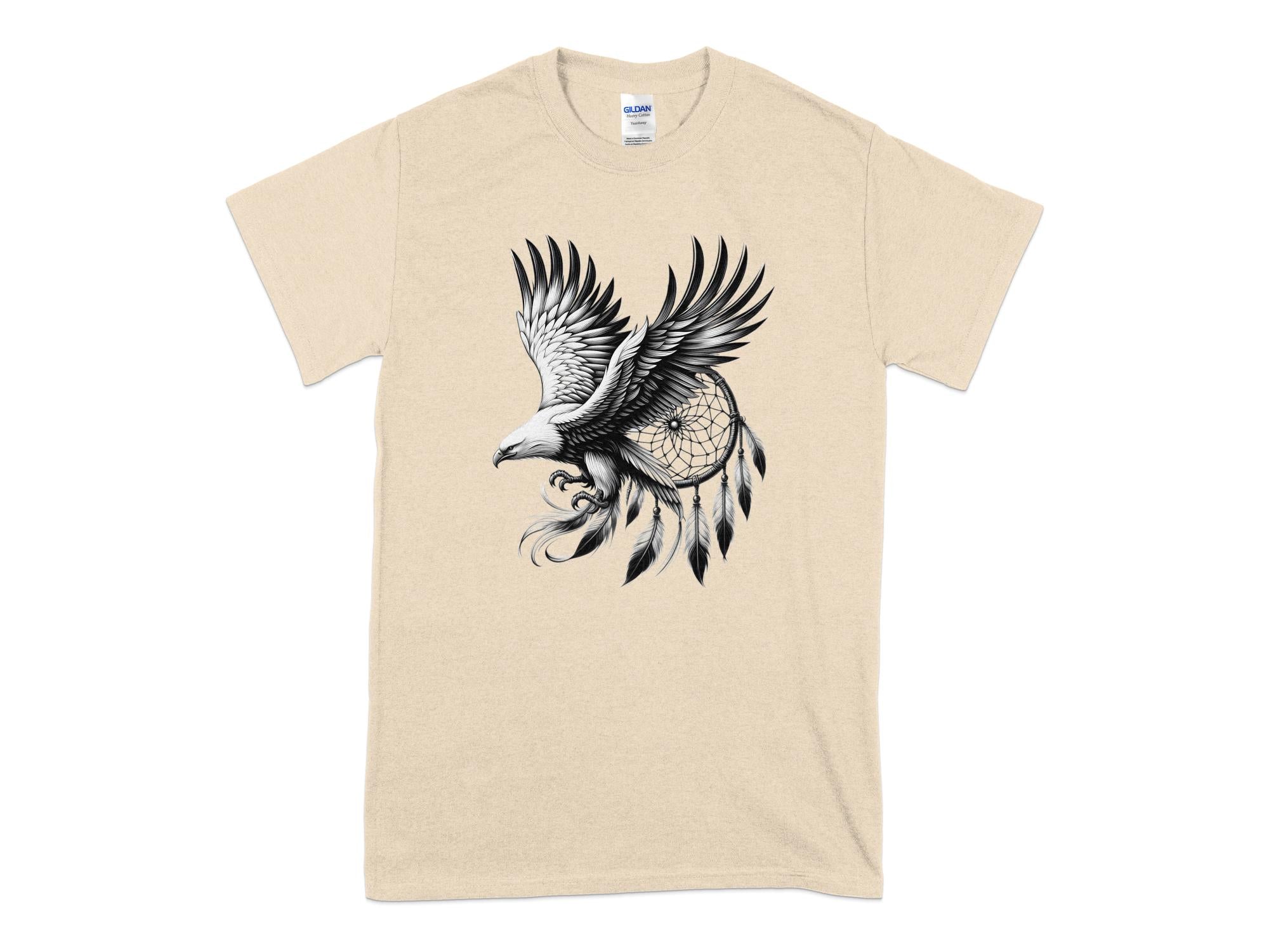 Dreamcatcher Eagle - Coloured Gildan T-Shirt Realistic Native American Talisman Unisex Mythology Tee Graphic Design