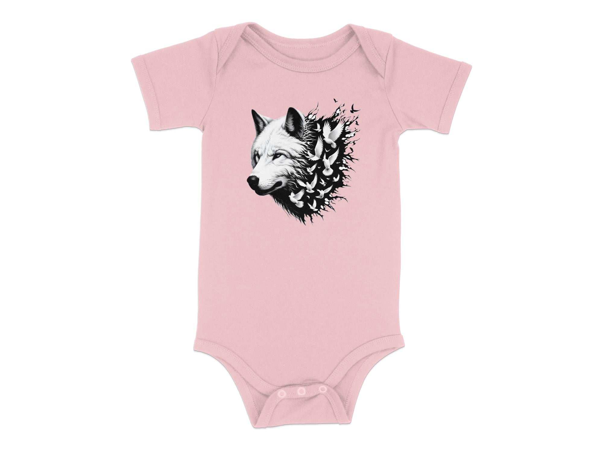 Wolf x Doves - Coloured Toddler Bodysuit Realistic Animal Talisman Unisex Tee Graphic Design