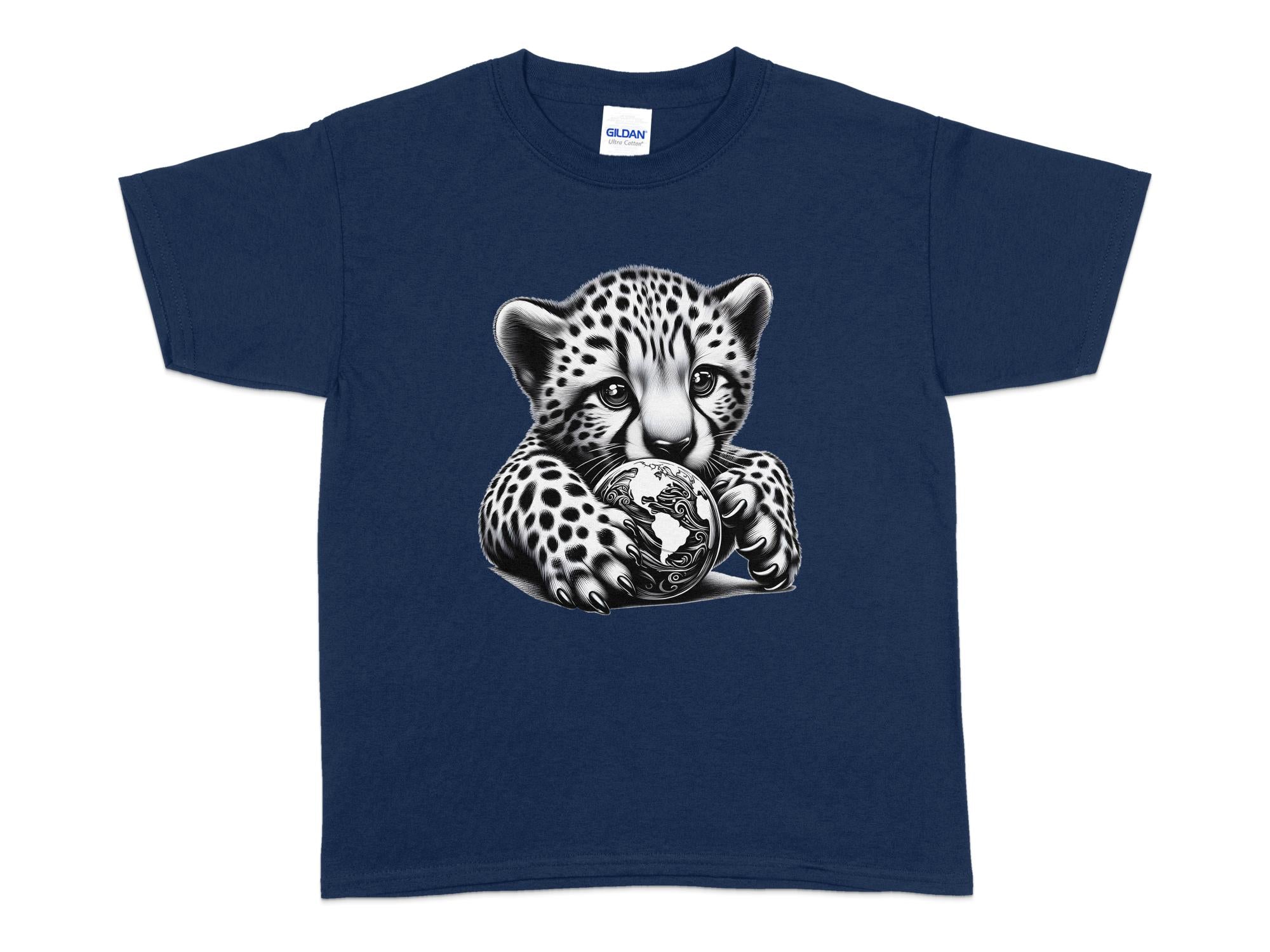 Cheetah World - Coloured Gildan Kids T-Shirt Realistic Animal Talisman Unisex Cute Tee Graphic Design