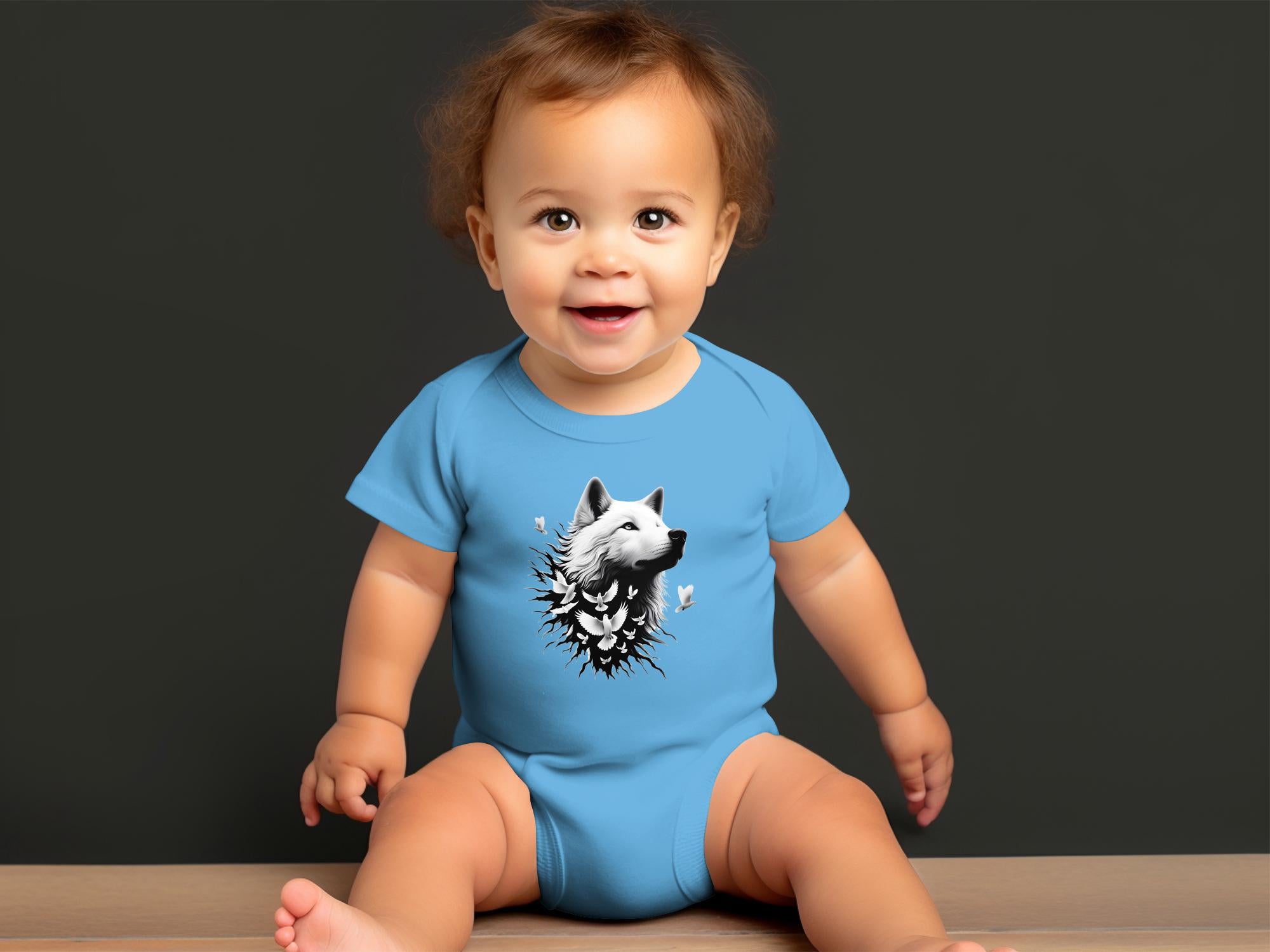 Wolf x Doves - Coloured Toddler Bodysuit Realistic Animal Talisman Unisex Tee Graphic Design