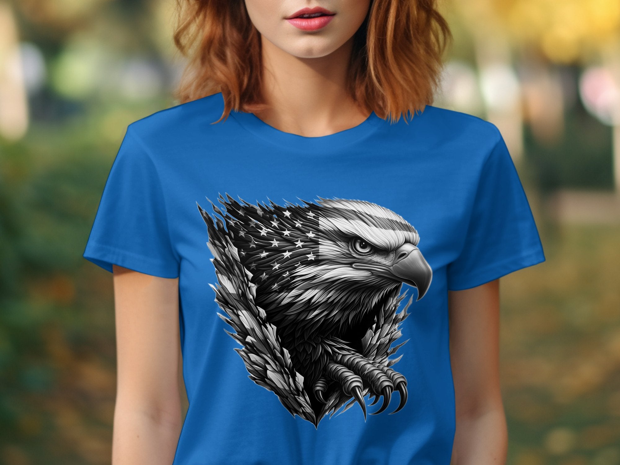 Eagle Patriot - Coloured Gildan T-Shirt Realistic Animal Talisman Unisex Tee Graphic Design