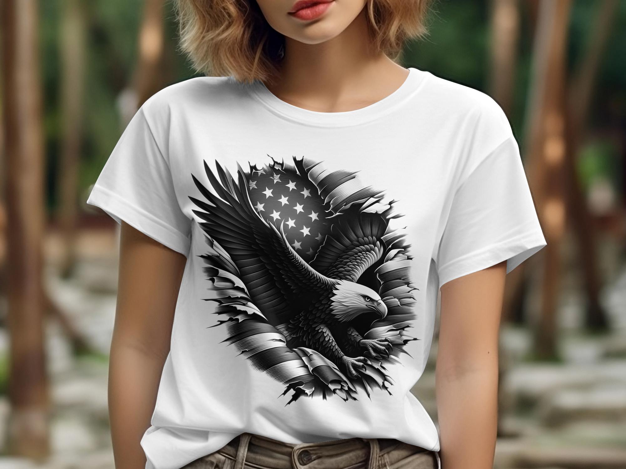 Eagle Patriot - Coloured Gildan T-Shirt Realistic Animal Talisman Unisex Tee Graphic Design