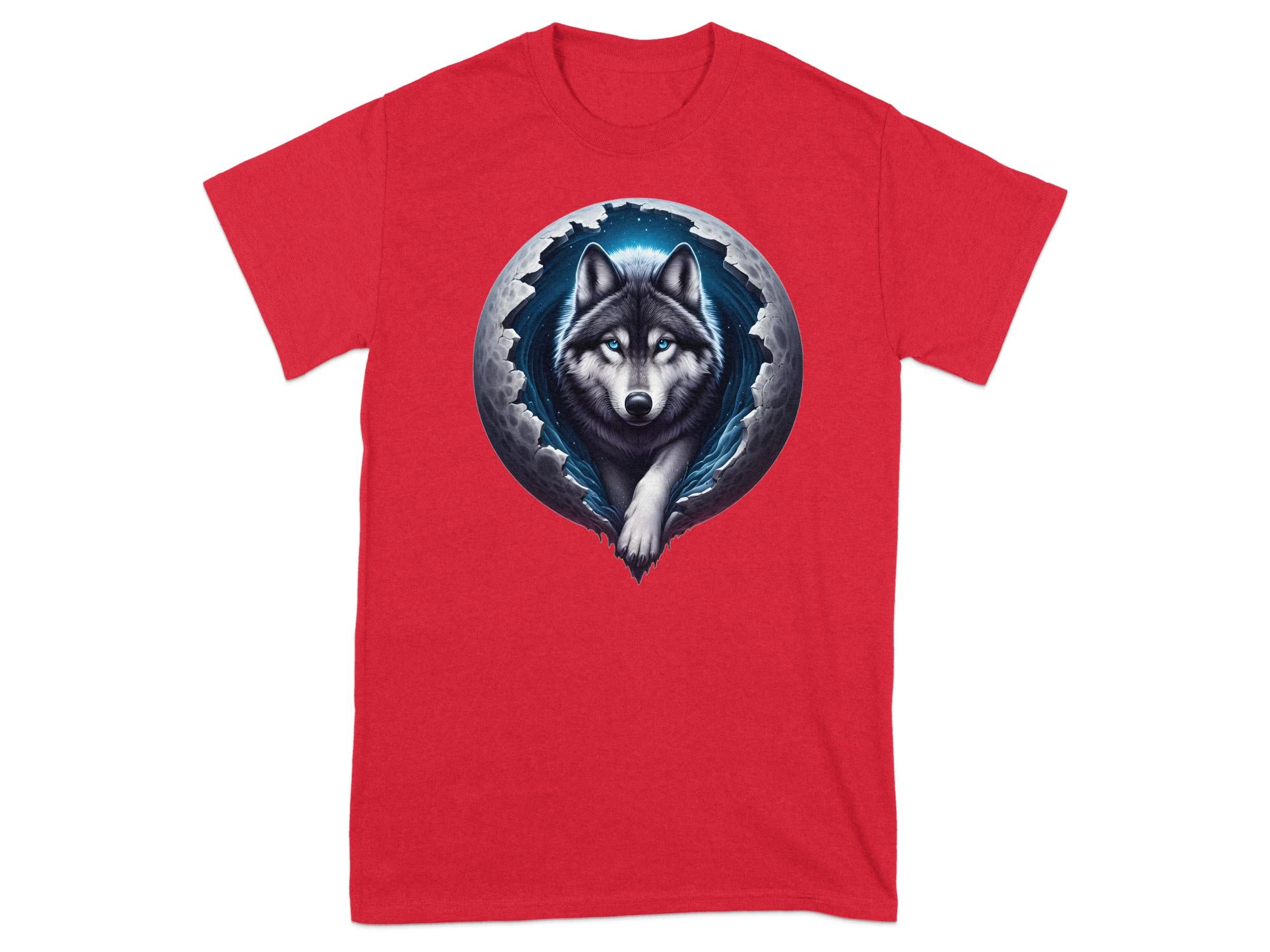 Moon Wolf - T-Shirt Realistic Full Colour Animal Talisman Unisex Mythology Tee Gildan Graphic Design