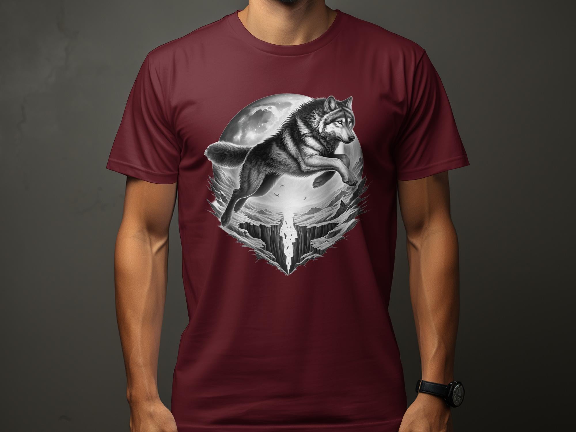 Moon Wolf - Coloured Gildan T-Shirt Realistic Animal Talisman Unisex Mythology Tee Graphic Design