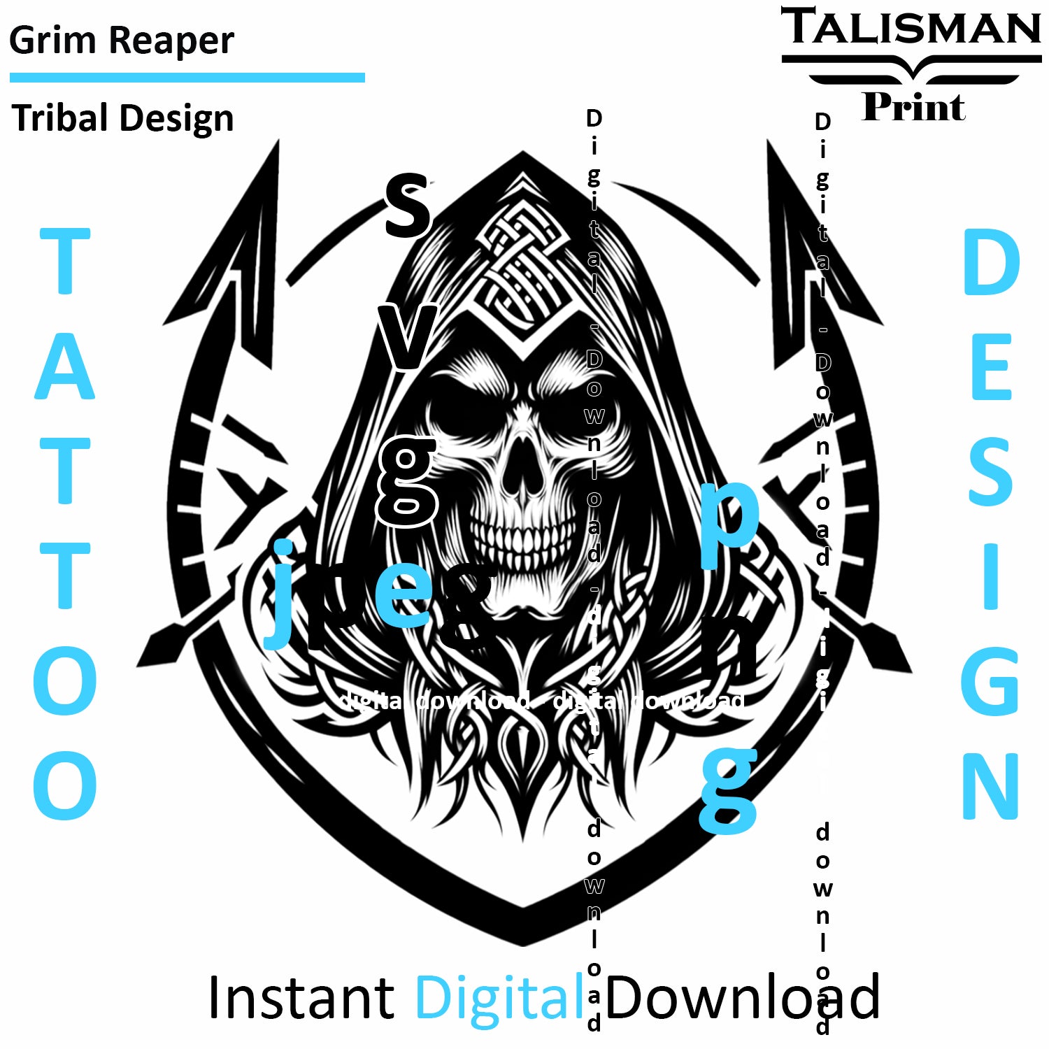 Grim Reaper - Digital Art | PNG, JPEG & SVG | Instant Download for Apparel, Décor and Wall Art