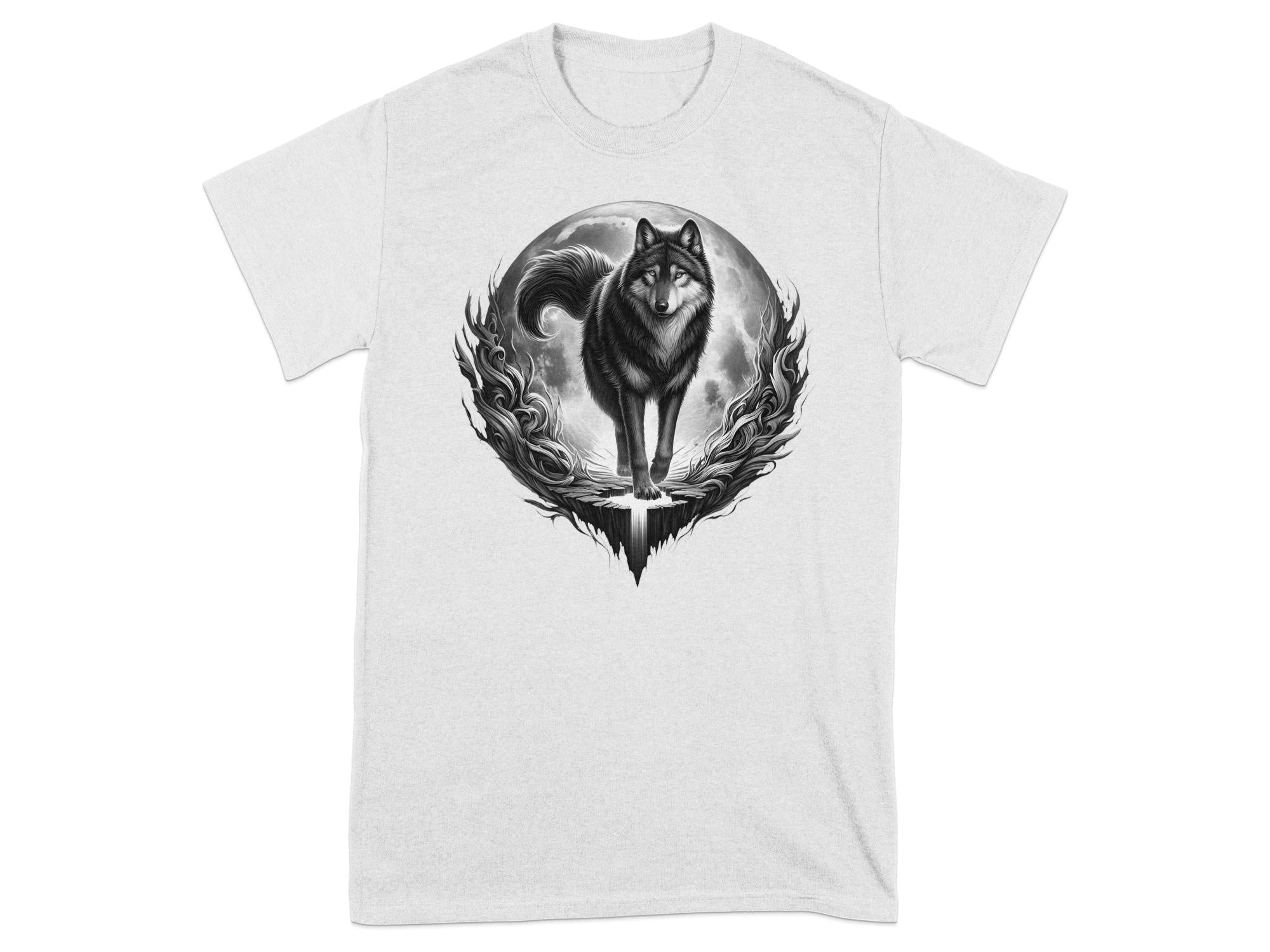 Moon Wolf - Coloured Gildan T-Shirt Realistic Animal Talisman Unisex Mythology Tee Graphic Design