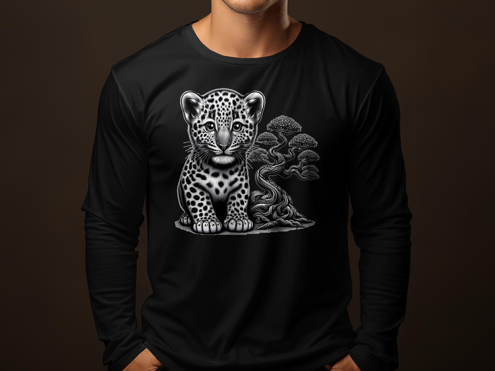 Leopard Bonsai - Coloured Gildan Long Sleeve Realistic Animal Talisman Unisex Cute Tee Graphic Design