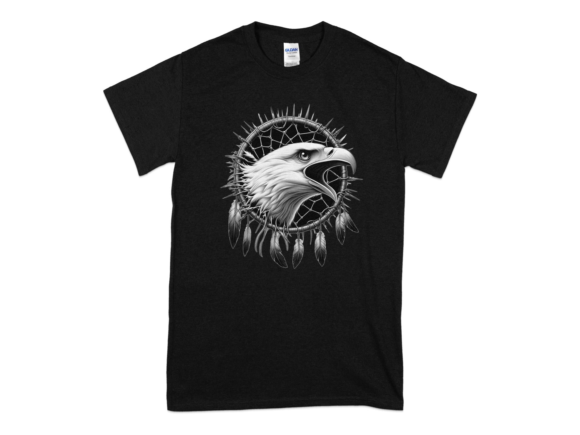 Dreamcatcher Eagle - Coloured Gildan T-Shirt Realistic Native American Talisman Unisex Mythology Tee Graphic Design