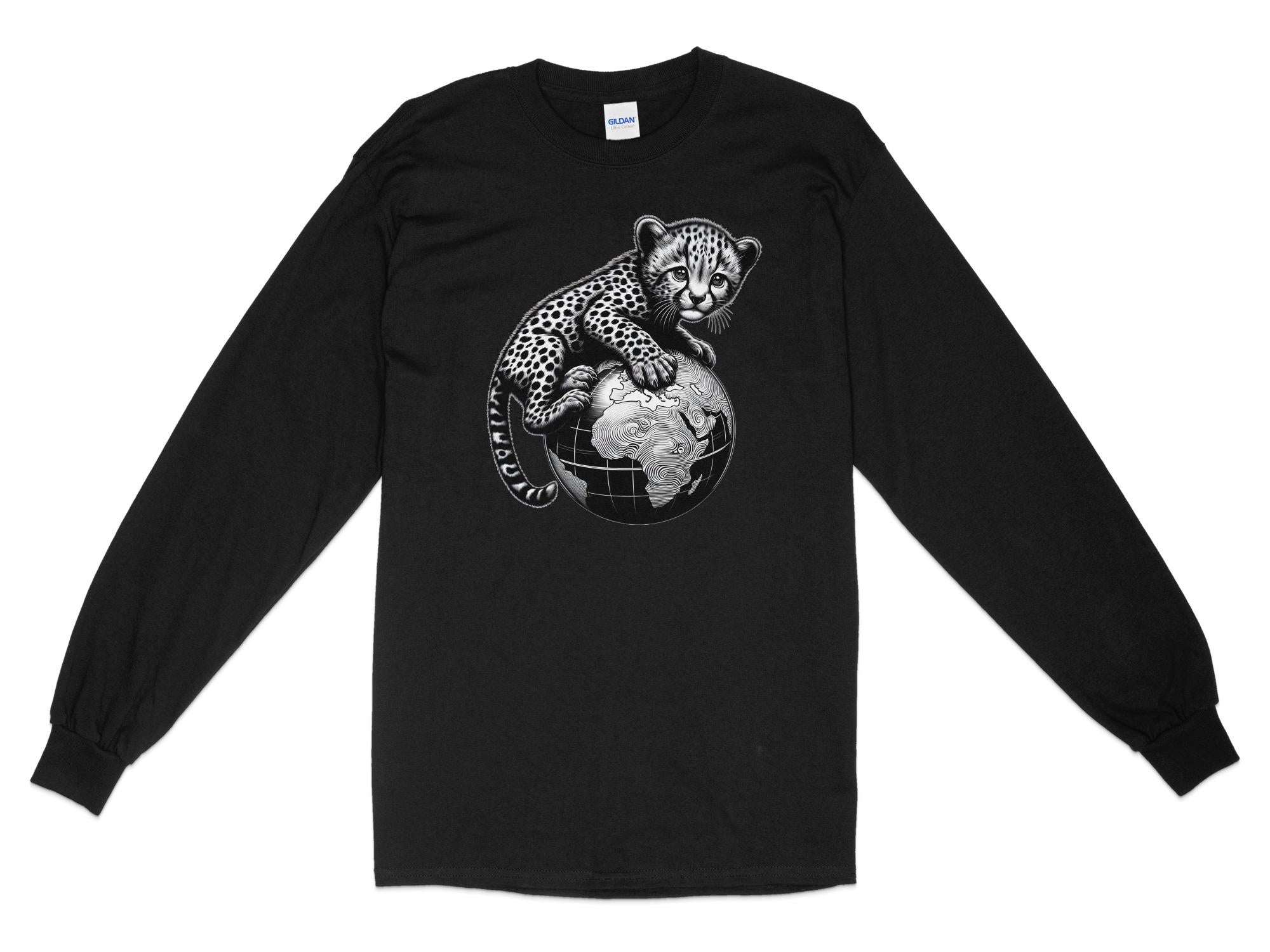 Cheetah World - Coloured Gildan Long Sleeve Realistic Animal Talisman Unisex Cute Tee Graphic Design