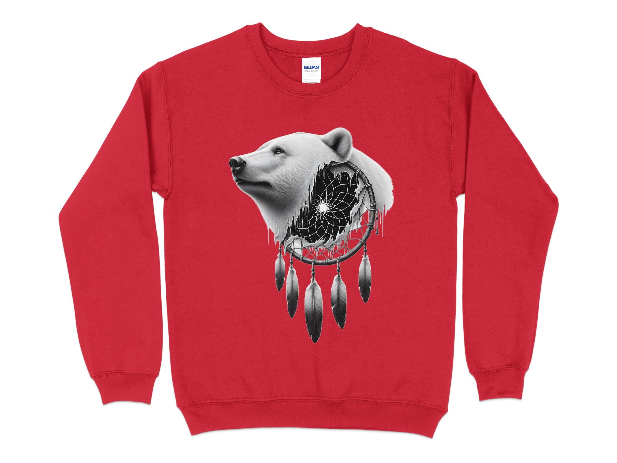 Dreamcatcher Bear - Coloured Gildan Sweatshirt Realistic Native American Talisman Unisex Mythology Tee Graphic Design