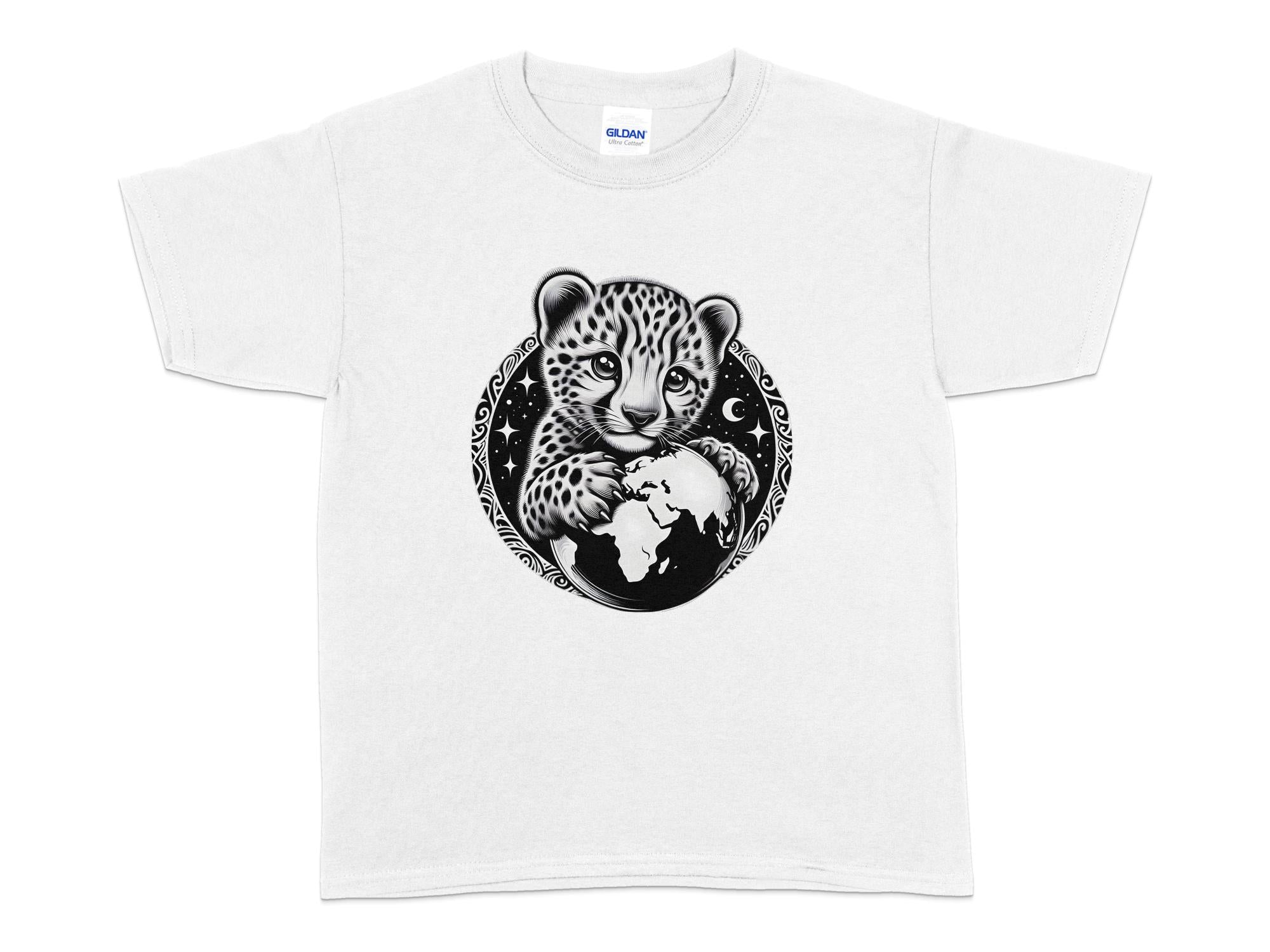 Cheetah World - Coloured Gildan Kids T-Shirt Realistic Animal Talisman Unisex Cute Tee Graphic Design